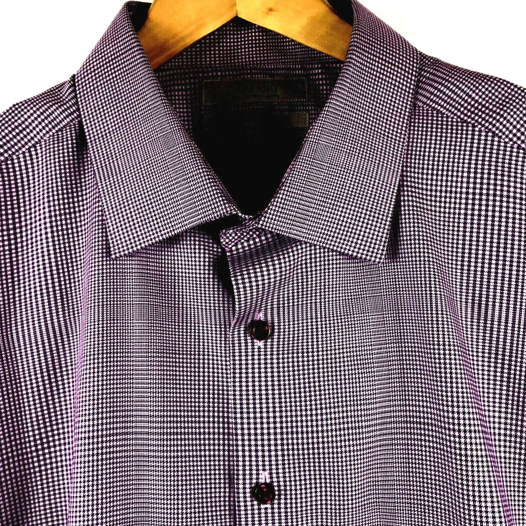 Murano VINTAGE MURANO Shirt Mens 18-35 Slim Fit Button Front Burgundy Check 100% Cotton NEW Size US XXL / EU 58 / 5 - 2 Thumbnail