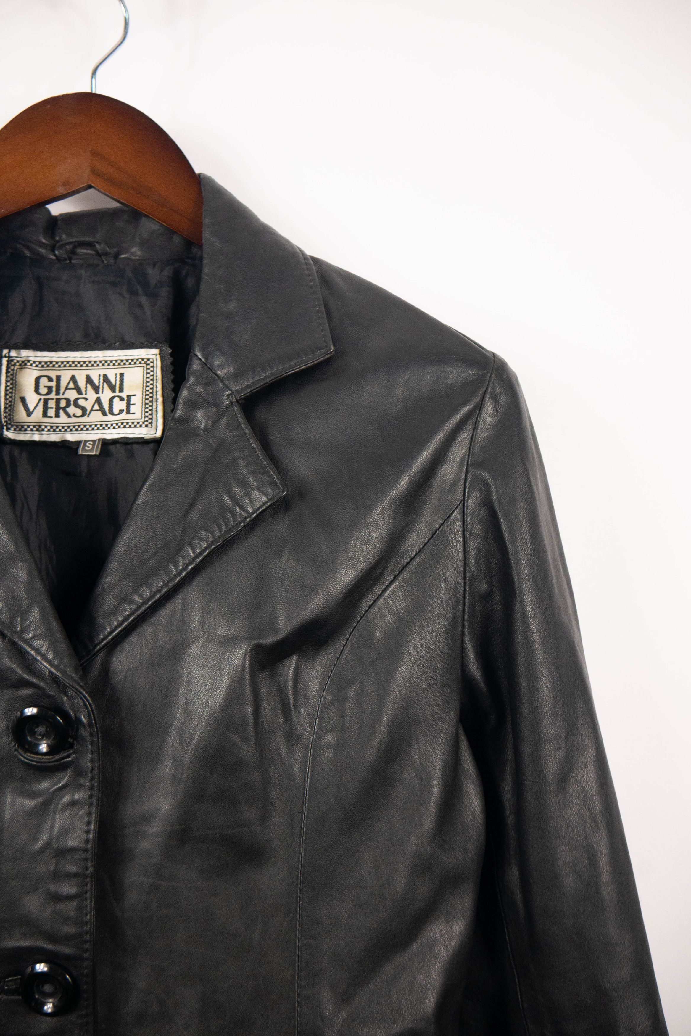 Versace Vintage Versace leather jacket coat Size S / US 4 / IT 40 - 2 Thumbnail