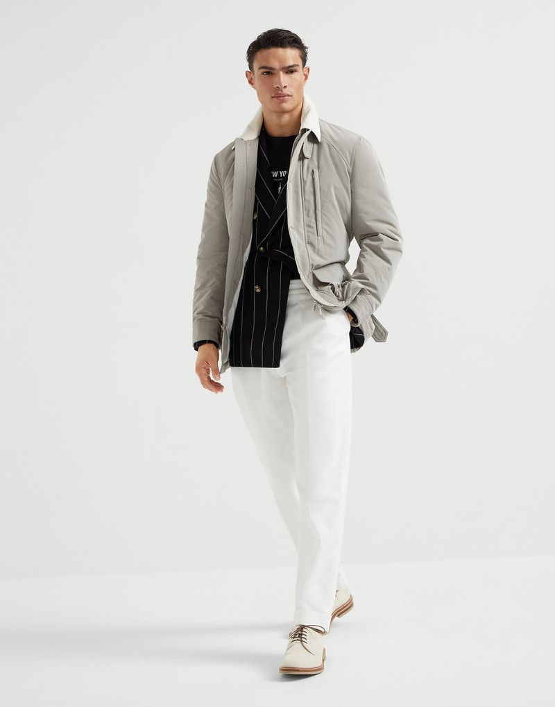 Brunello Cucinelli o1la1rc1a0326 Water-Resistant Microfiber Belted Jacket Grey Size US M / EU 48-50 / 2 - 5 Thumbnail