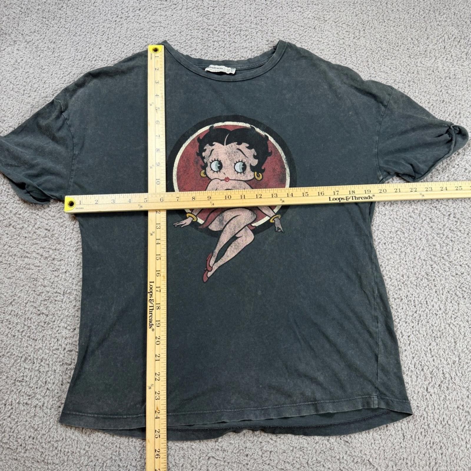 Other Stradivarius Zara Betty Boop Graphic Tee Faded Charcoal S Size US S / EU 44-46 / 1 - 2 Thumbnail