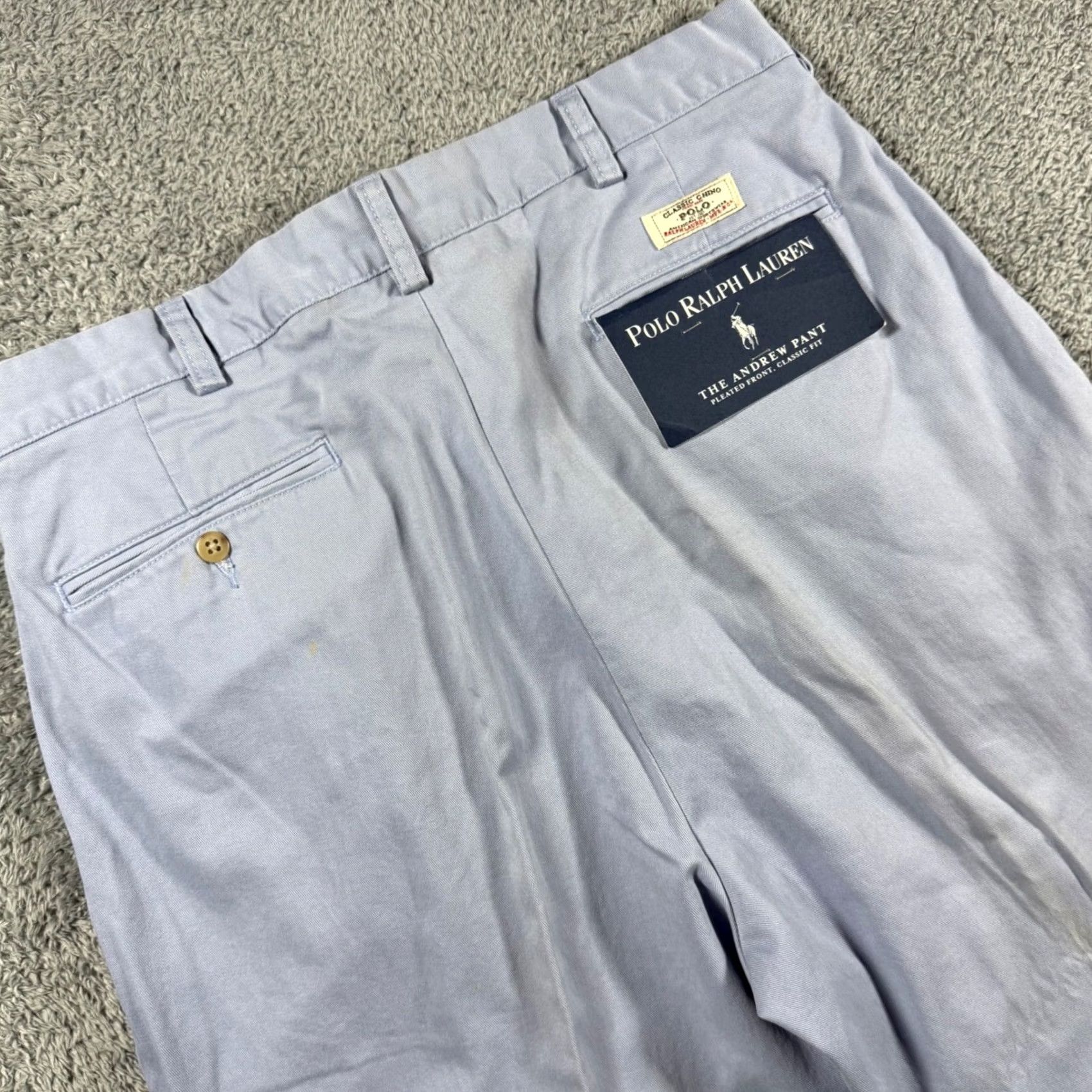 Polo Ralph Lauren Polo Ralph Lauren The Andrew Pant Pant Mens 35x32 Blue Chino Classic Pleated 35 Regular NWT Flaw Size US S / EU 44-46 / 1 - 4 Thumbnail