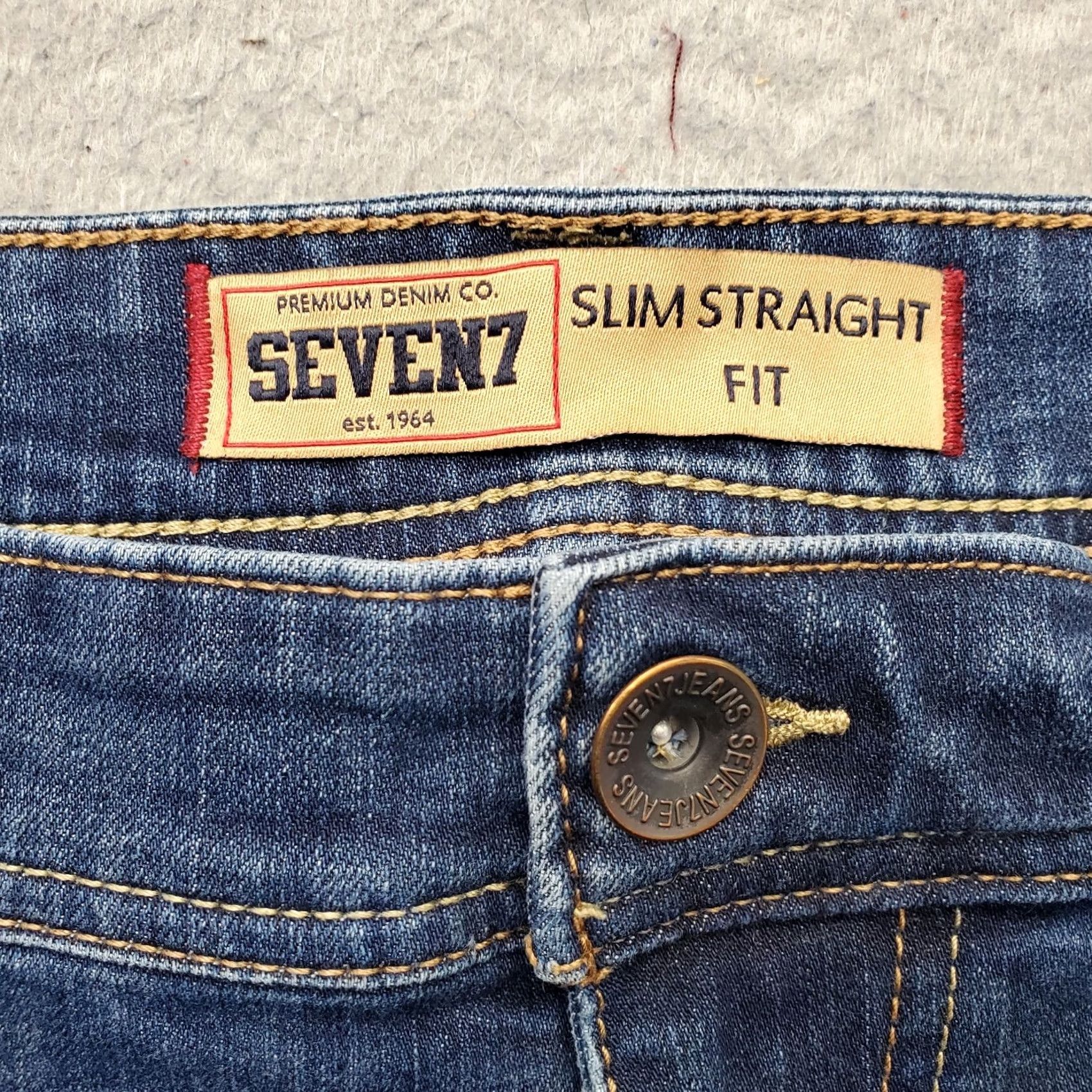 Vintage Seven7 Jeans Mens 36x30 Blue Premium Denim Stretch Slim Straight Fit Medium Wash Jeans Size US 36 / EU 52 - 7 Thumbnail