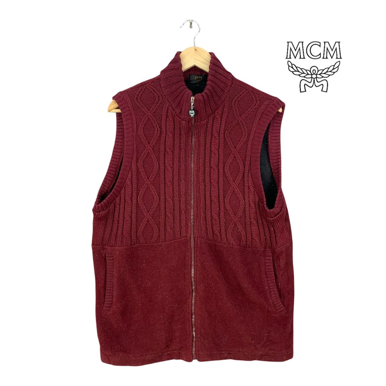 MCM Vintage MCM Half Knitted Zipper Vest Jacket Size US L / EU 52-54 / 3 - 1 Thumbnail