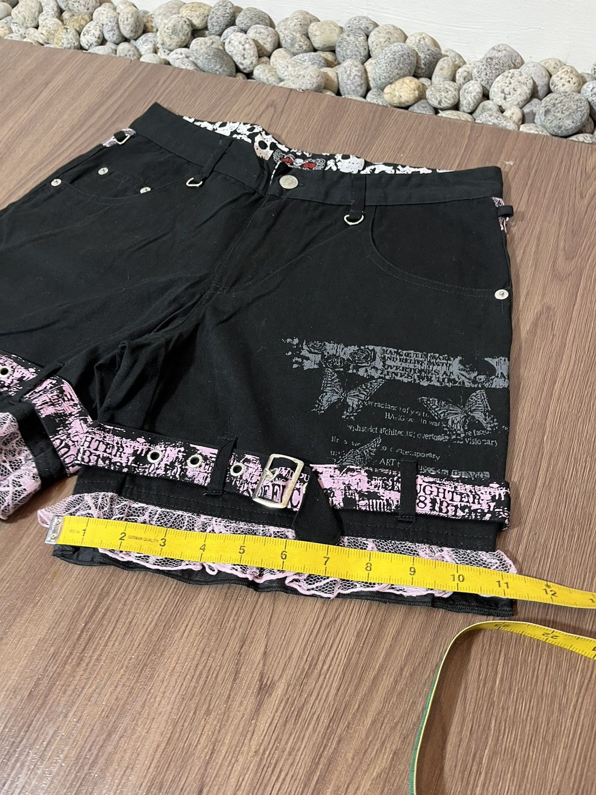 Beauty Beast × Japanese Brand × Seditionaries Mad Punks poem pink strap brocade Y2K short pant Size 31" - 16 Thumbnail