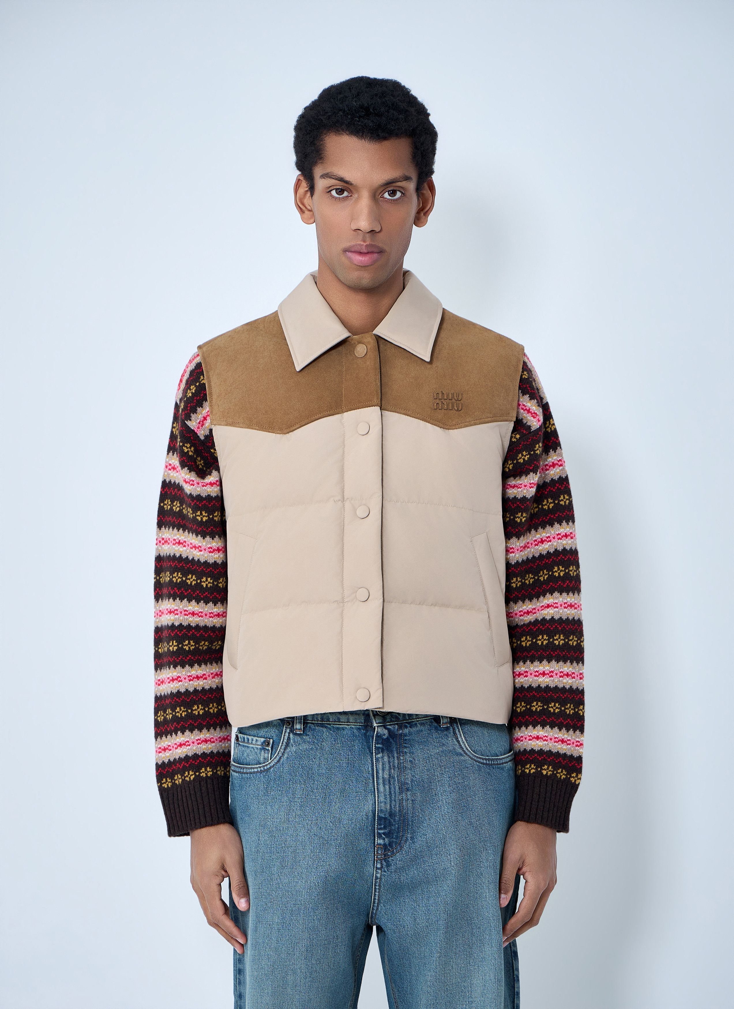 Miu Miu Padded Suede Yoke Vest Size US L / EU 52-54 / 3 - 1 Thumbnail