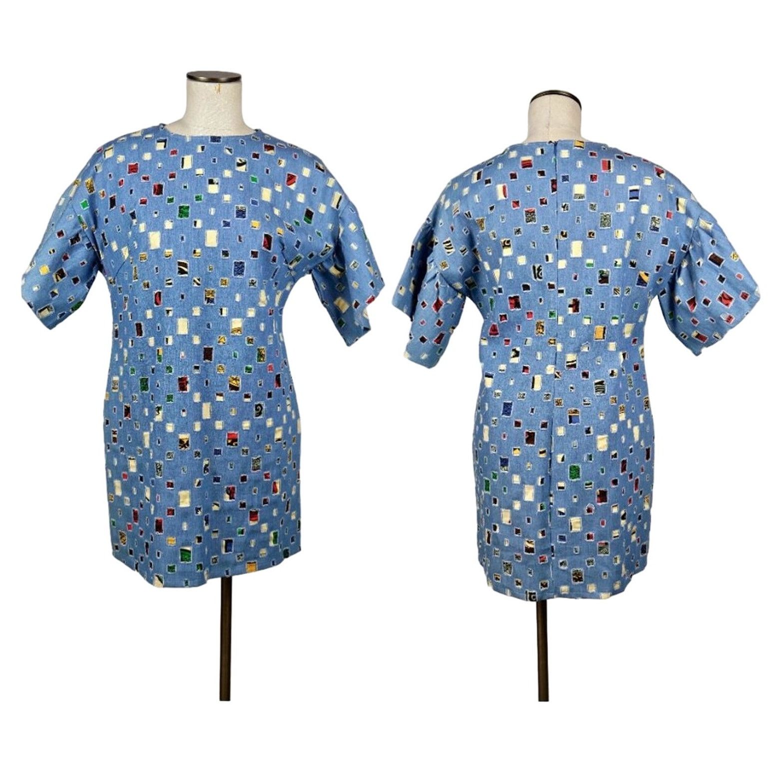 Other I:na Denim Flutter Sleeve Denim Dress COLORFUL Patchwork Size M / US 6-8 / IT 42-44 - 6 Thumbnail