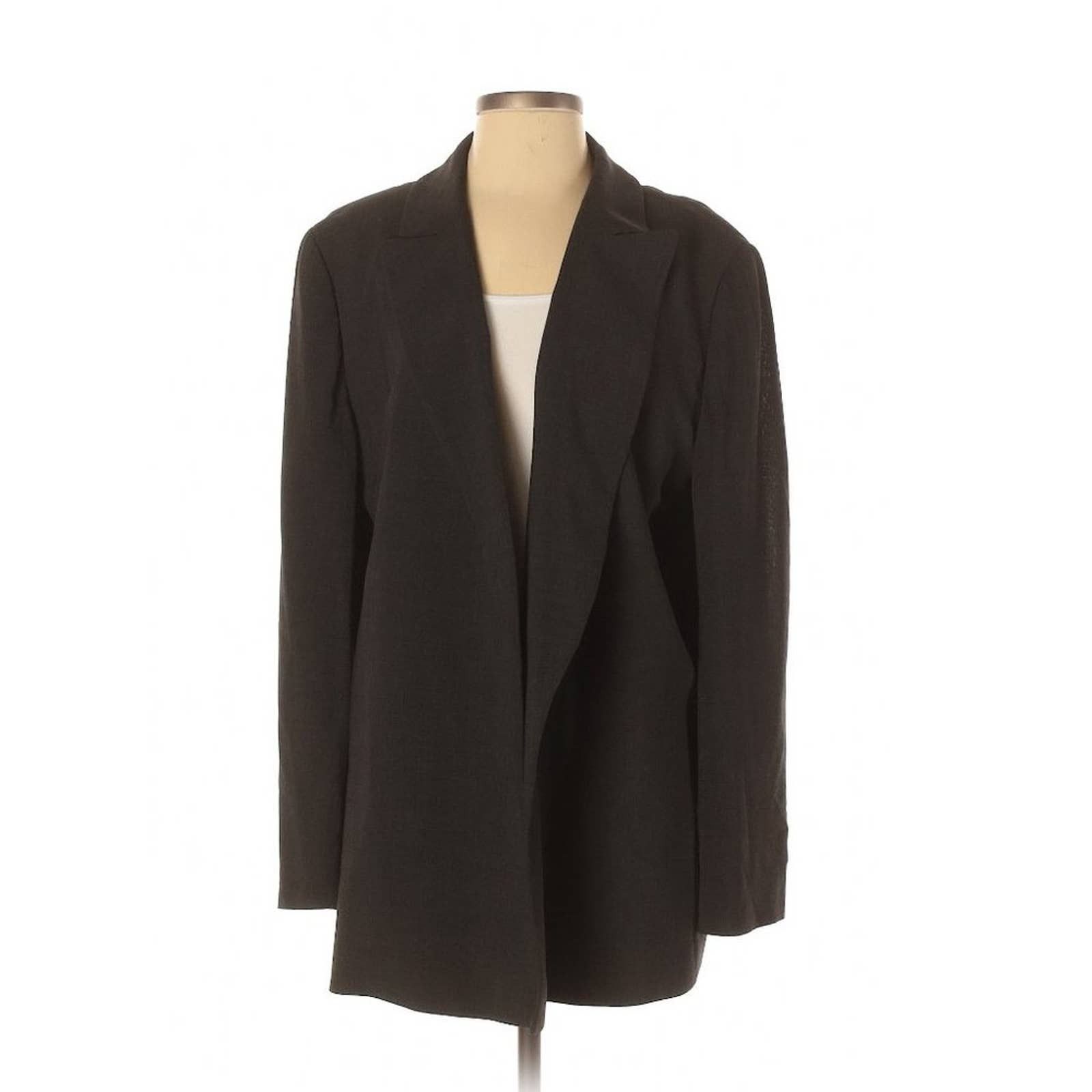 image of Rene Lezard Classic Brownish Gray Wool Preppy Blazer Jacket in Grey, Women's (Size Medium)