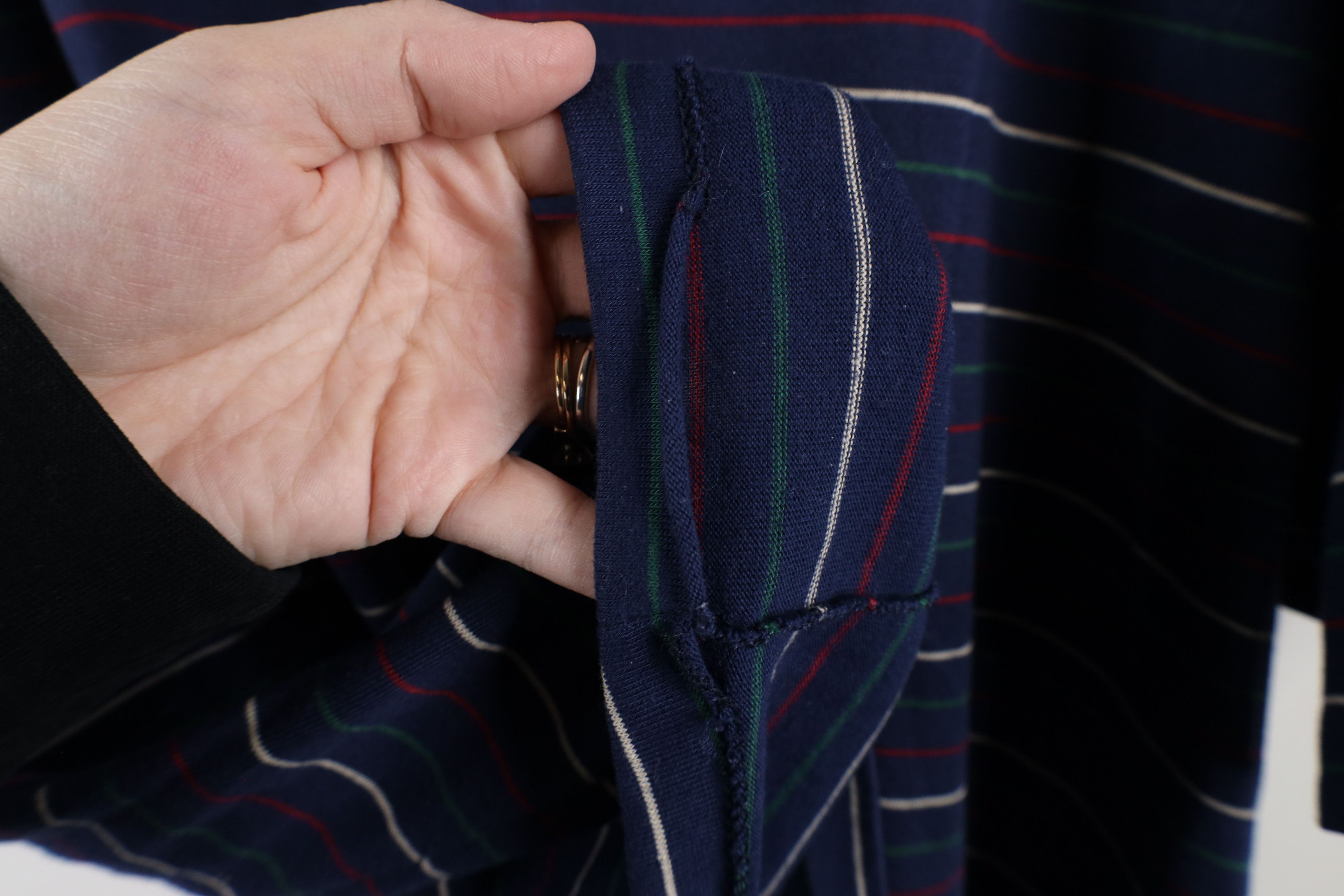 Vintage Vintage 90s Streetwear Pinstriped Knit Polo Shirt USA Size US XXL / EU 58 / 5 - 11 Thumbnail
