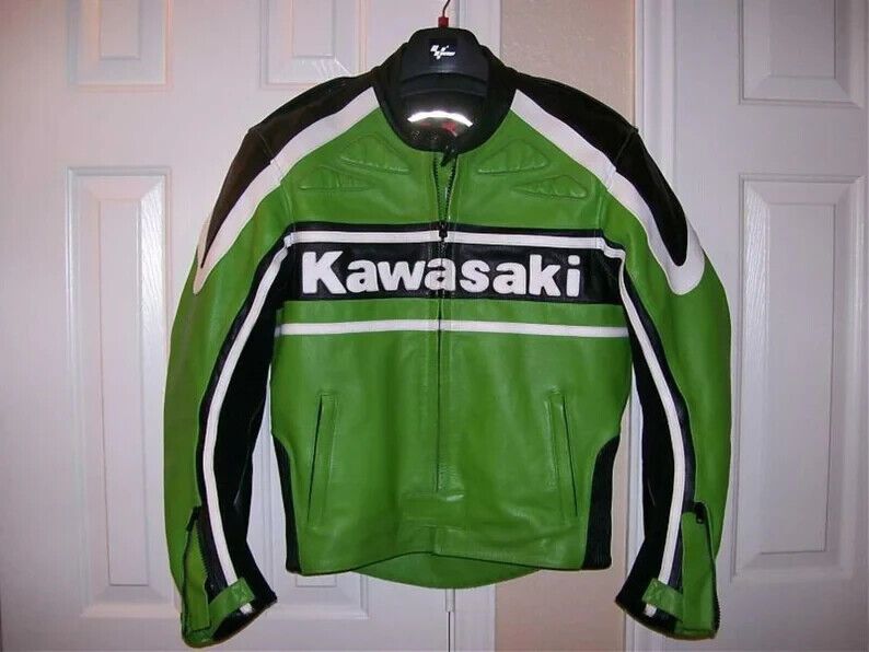 Other Kawasaki Men's Leather Biker Jacket, Motorcycle Racing Gear Size US L / EU 52-54 / 3 - 1 Thumbnail