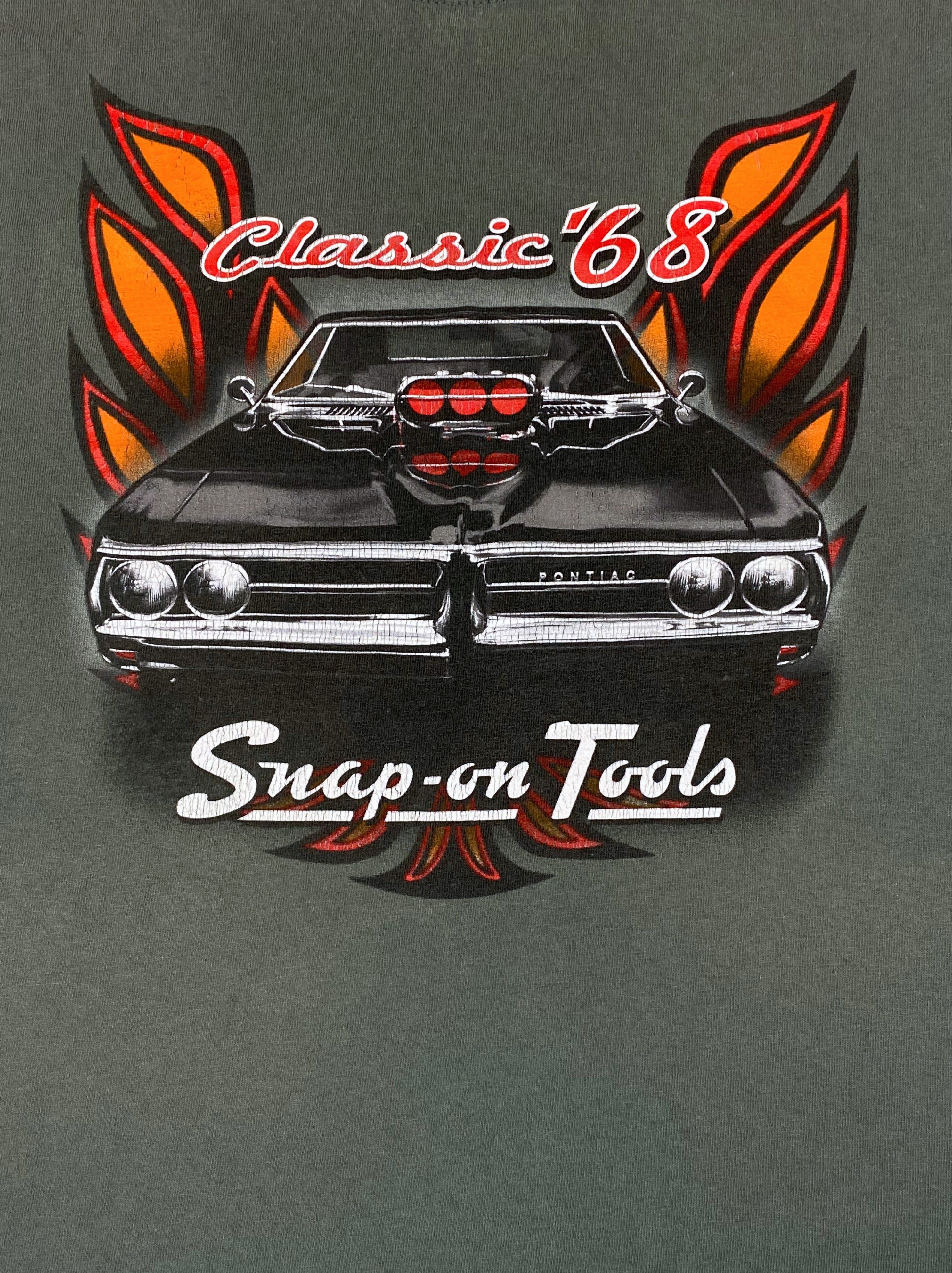 Vintage Vintage GILDAN Green Faded Snap On Pontiac Tee Y2k M635 Size US L / EU 52-54 / 3 - 4 Thumbnail