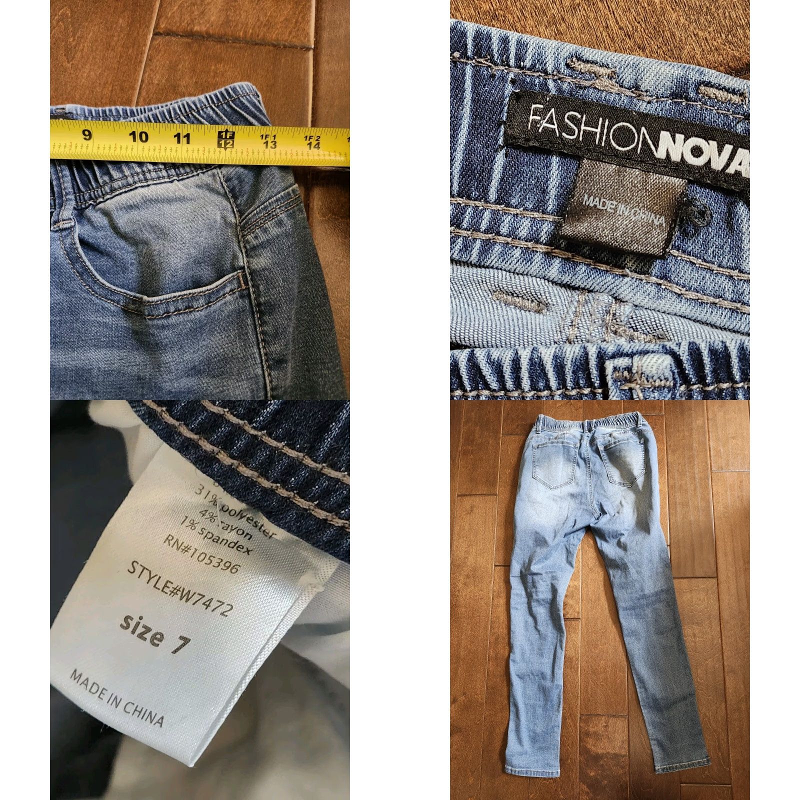 Fashion Nova VINTAGE? No. Fashion Nova Jogger Jeans Medium Blue Wash 7 Womens Jeans High Rise Distressed Elastic Waist Pull on Cotton Blend Denim Size 28" / US 6 / IT 42 - 9 Thumbnail