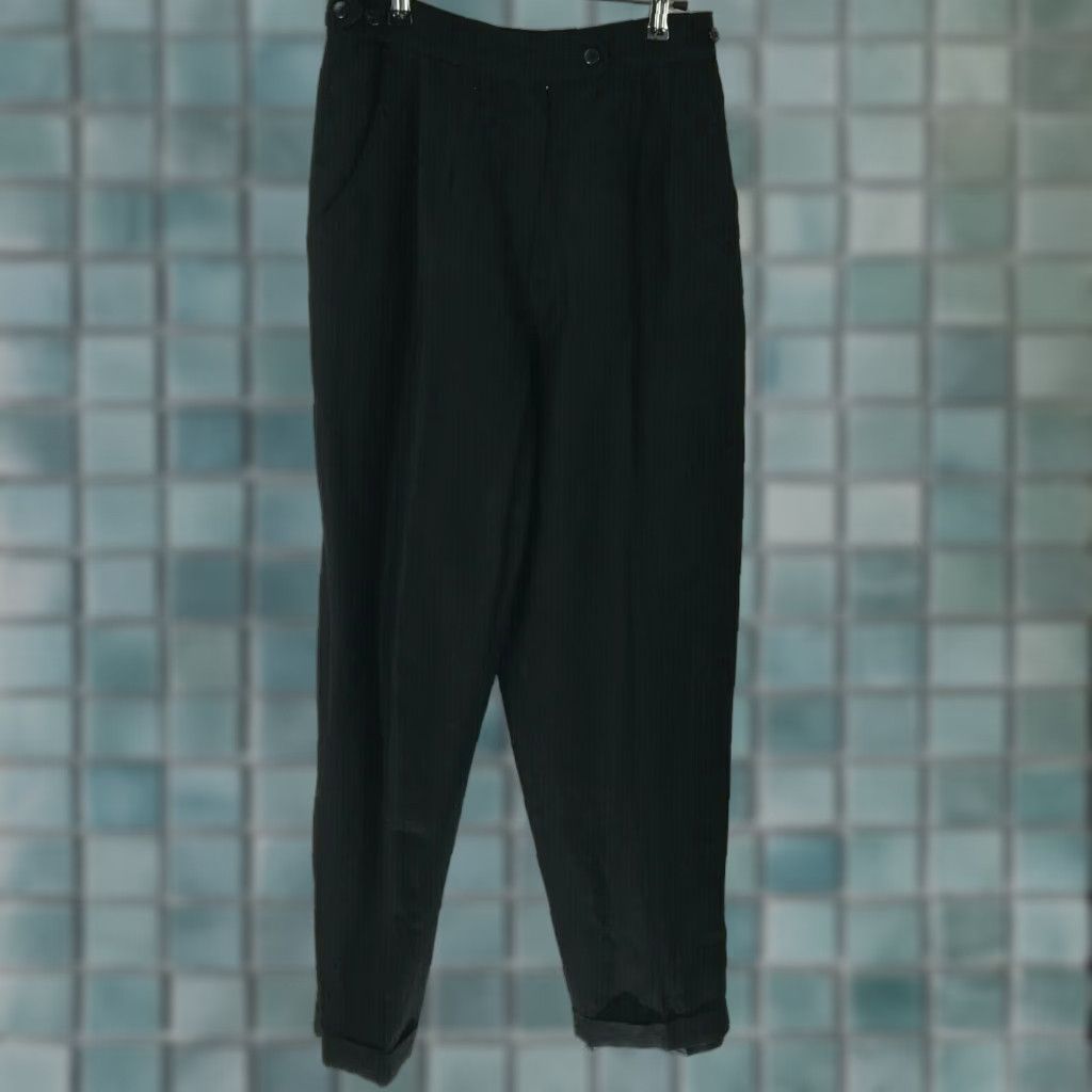 Vintage Vintage Feniciana Women's Casual Dress Pants Size 8 Black Linen Rayon Straight Leg 90s Size 28" / US 6 / IT 42 - 1 Thumbnail