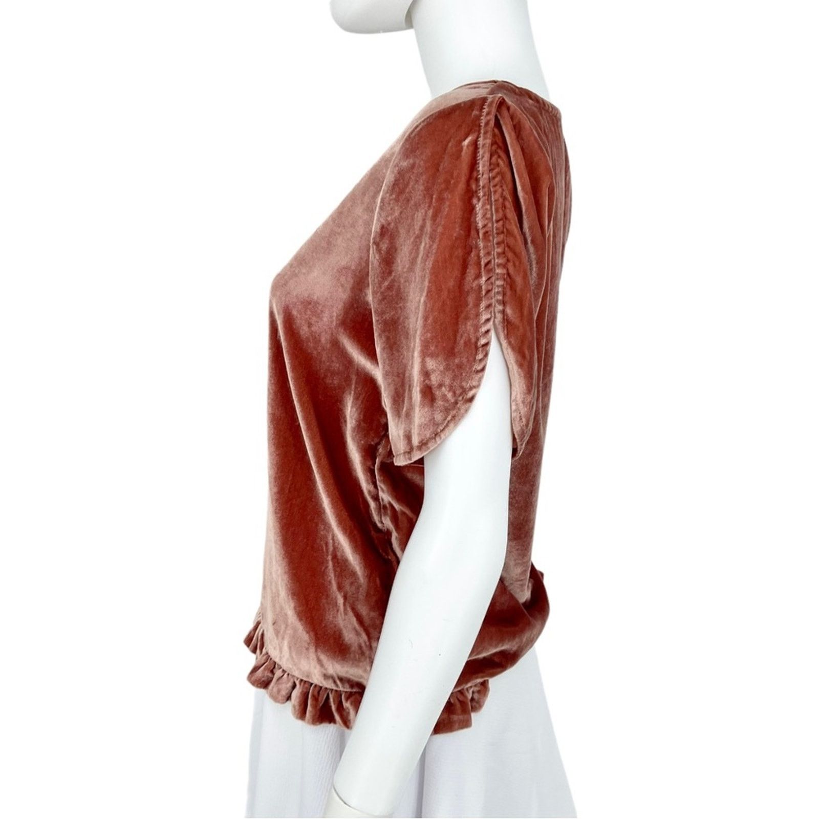 Madewell Madewell Flare Orange Velvet Tulip-Sleeve Ruffle Top XXS Size XXS / US 00 / IT 34 - 6 Thumbnail