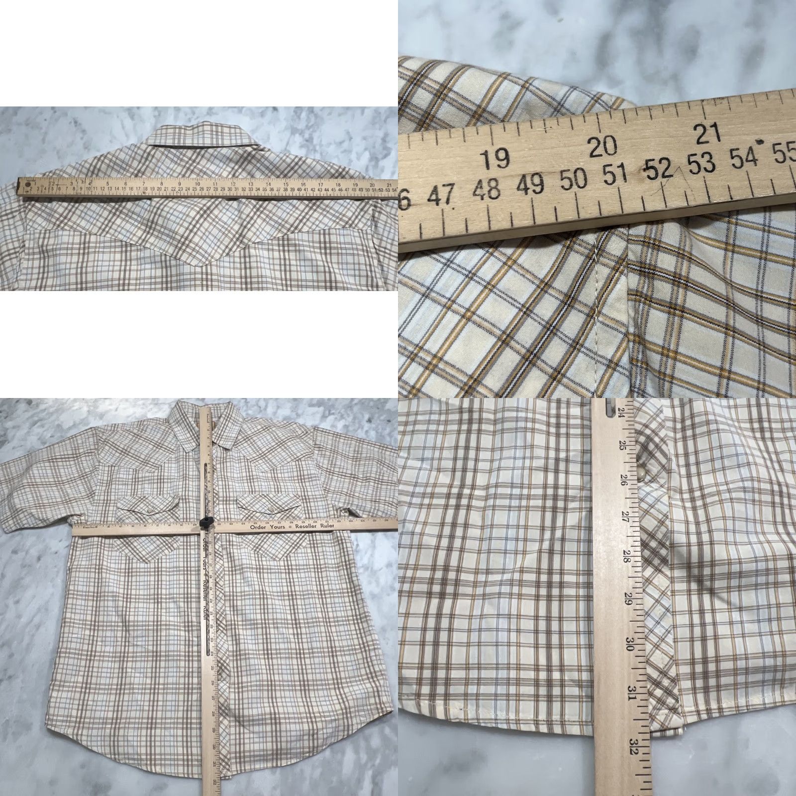 Doublet Resistol Double R Pearl Snap Shirt Men Large Plaid Pockets Cotton Short Sleeve Size US L / EU 52-54 / 3 - 8 Thumbnail