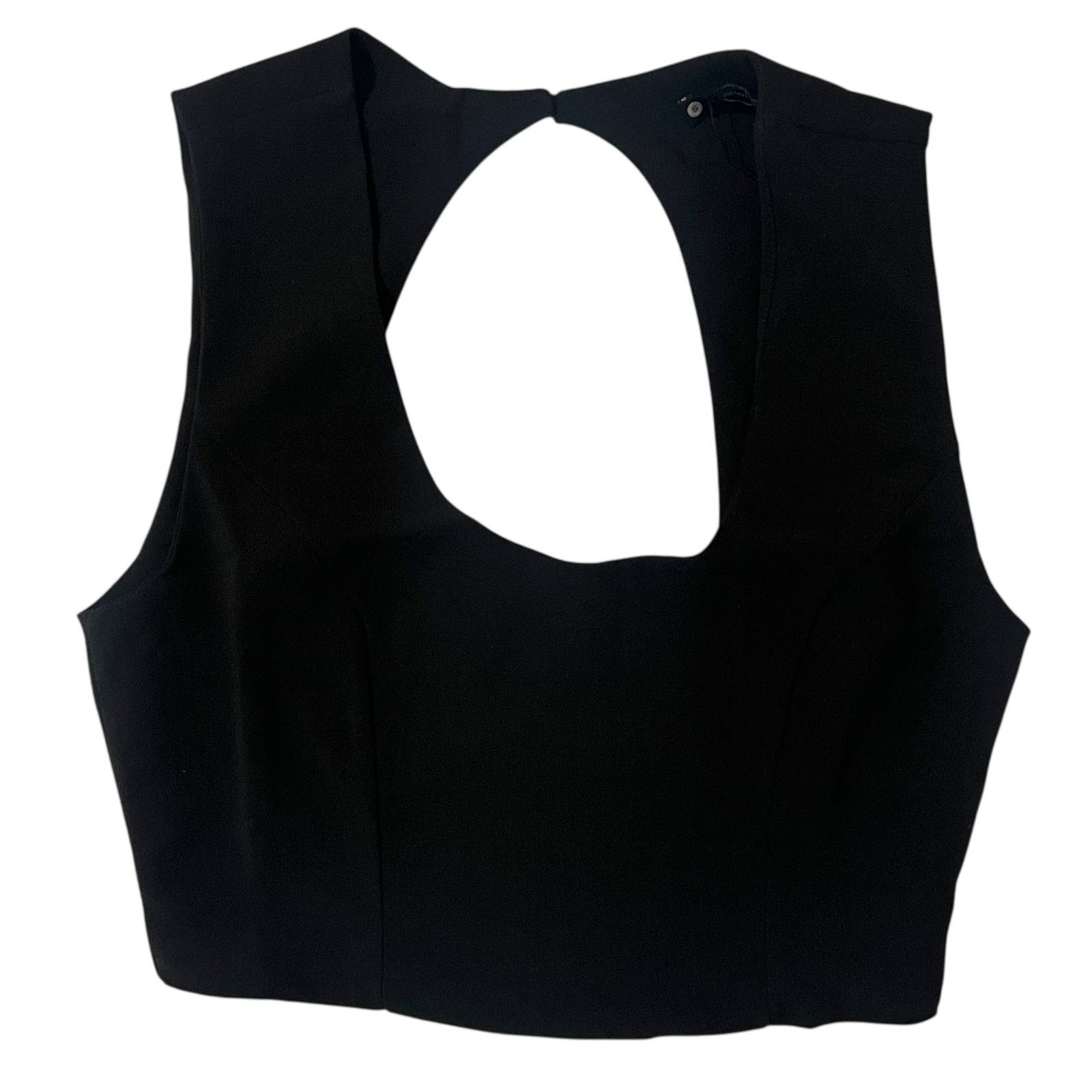 Krisa Open Cut Out Strap Back Scoop Neck Zip Side Crop Top Size S / US 4 / IT 40 - 10 Thumbnail
