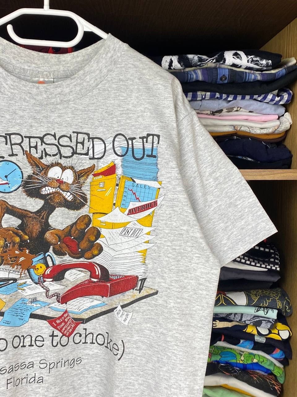 Vintage Vintage All Stressed Out 90s Single Stitch Graphic Tee Size US L / EU 52-54 / 3 - 3 Thumbnail