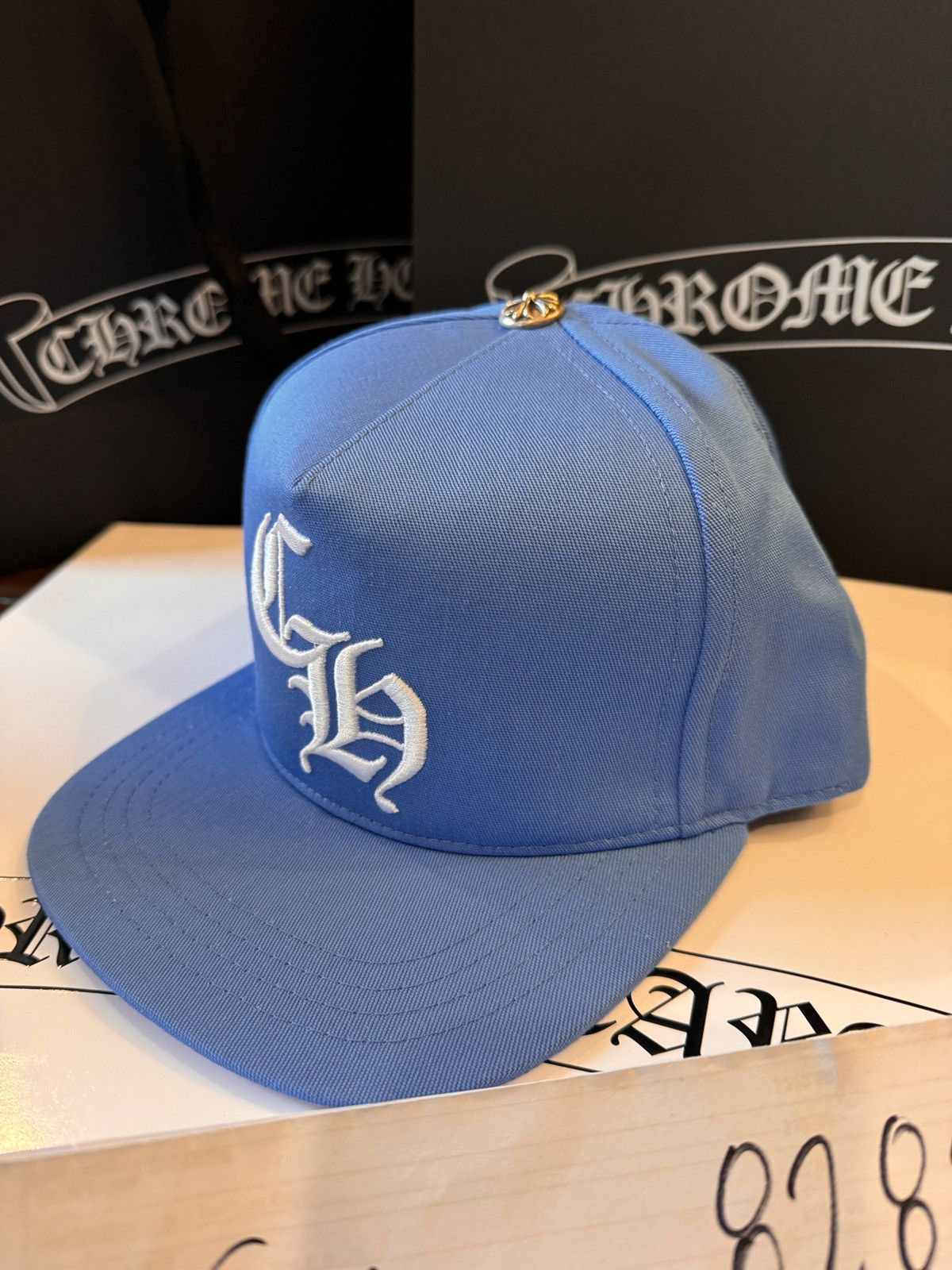 Chrome hearts hat ch baseball 5 panel blue white