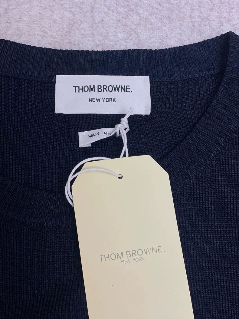 Thom Browne Thom browne Dark blue gold button four-striped knitted swea Size US XS / EU 42 / 0 - 5 Thumbnail