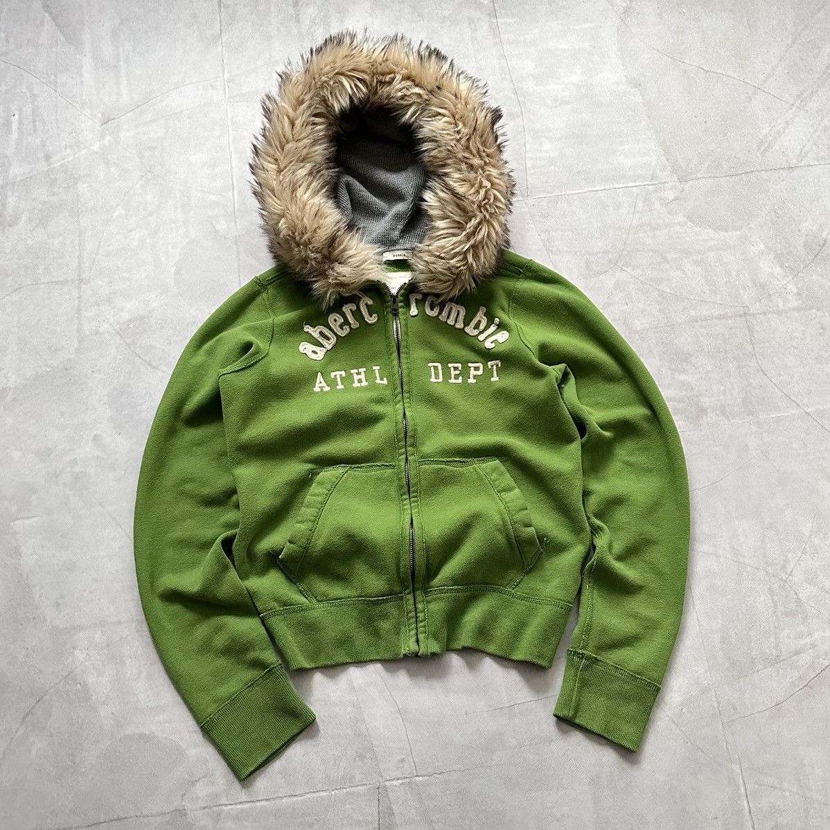Pre-owned Hysteric Glamour X If Six Was Nine Vintage Lgb If Six Was Nine Style Faux Fur Zip Hoodie Jacket In Green