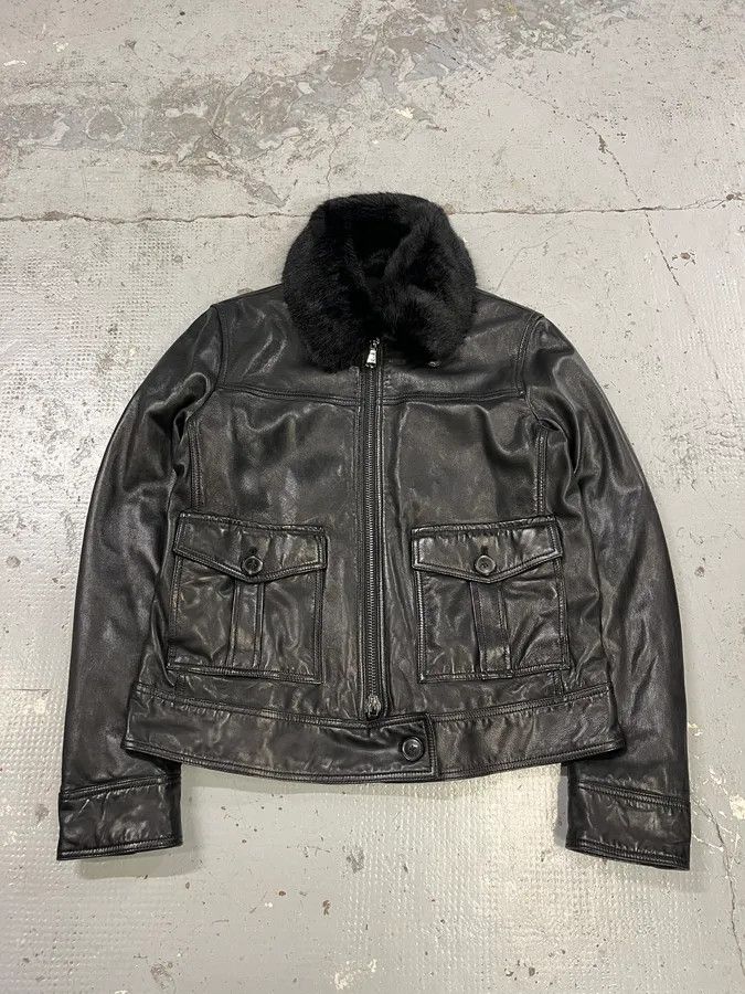 Emporio Armani AW2018 Emporio Armani Fake Fur Collar Black Leather Jacket Size US S / EU 44-46 / 1 - 1 Thumbnail