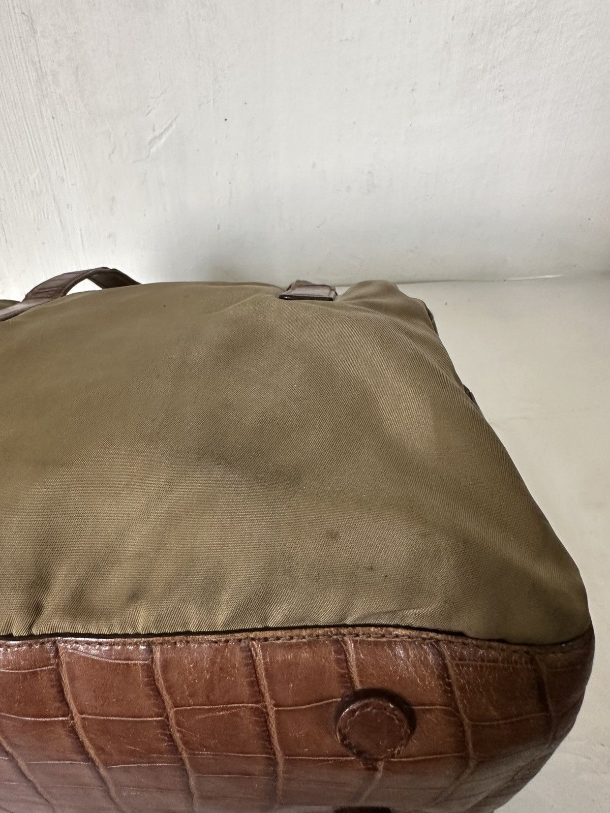 Prada Vintage Prada Handbag Croco Leather and Nylon Tessuto bag Size ONE SIZE - 15 Thumbnail
