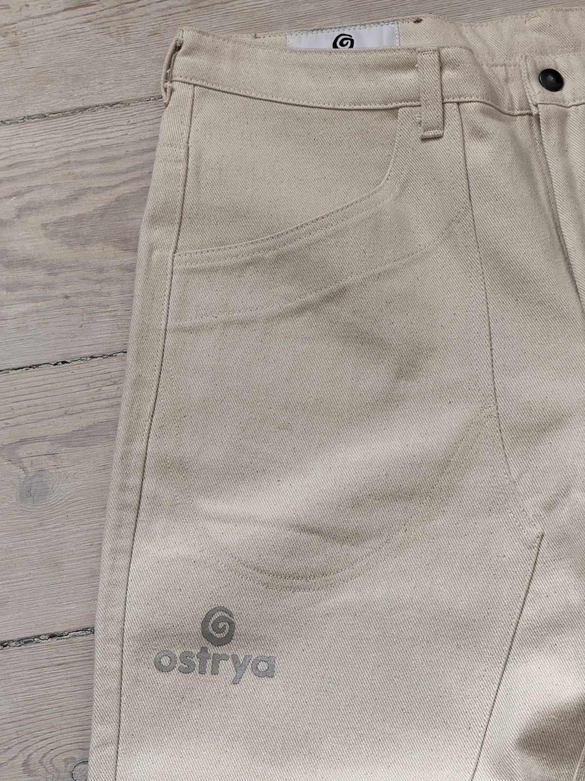 Ostrya Ostrya Ecru Double Knee Denim Trousers Size US 34 / EU 50 - 2 Thumbnail