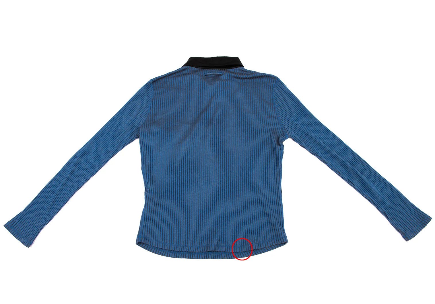 Jean Paul Gaultier Satin Color Ribbed Long Sleeve Polo Shirt in Blue Black Size US M / EU 48-50 / 2 - 13 Thumbnail