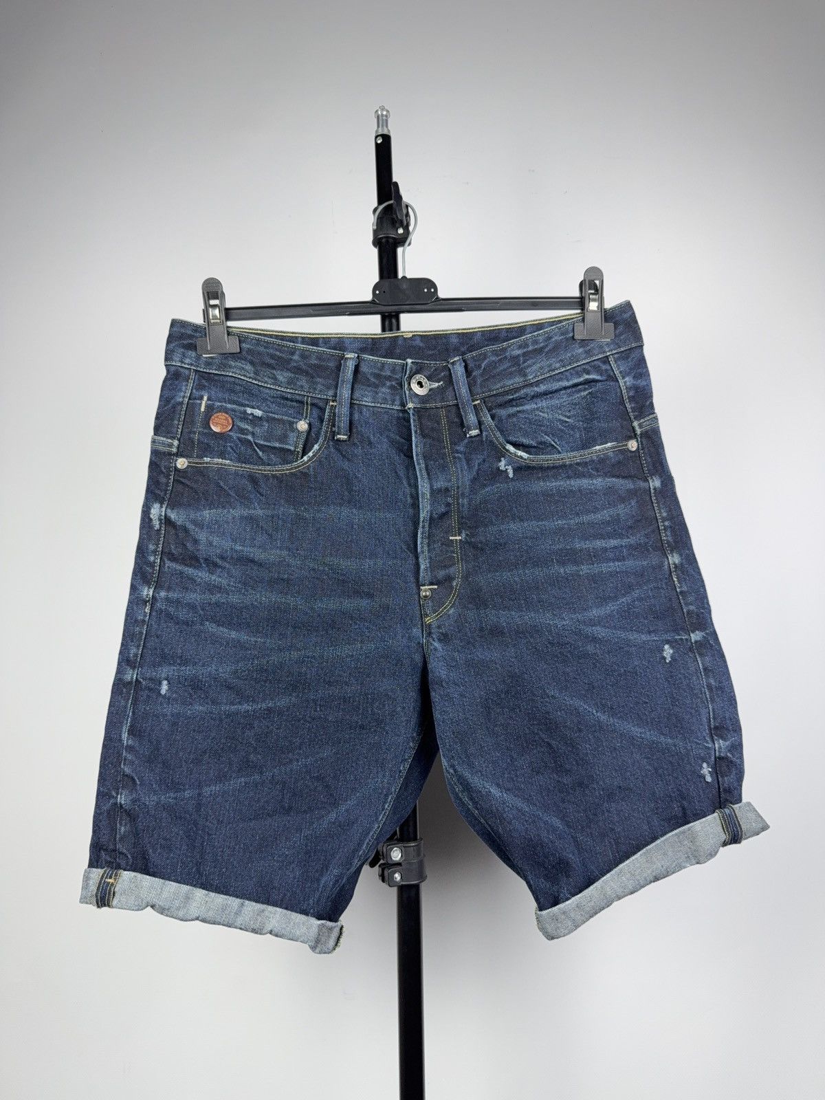 G-Star Vintage Retro 00s Y2K G-Star Raw Denim Shorts Dark Wash Size US 31 - 1 Thumbnail