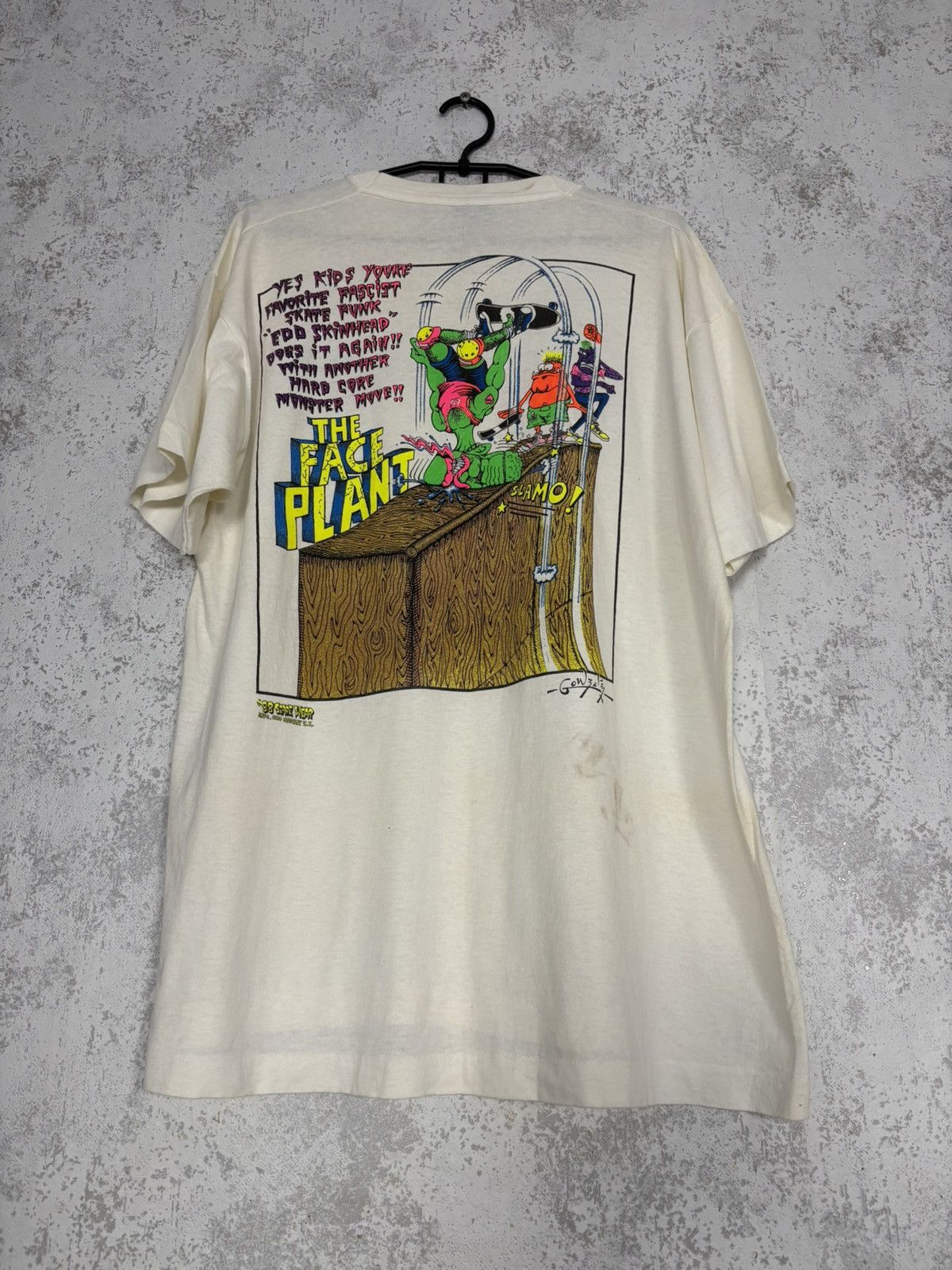 Vintage 1988 Scare Wear The Face Plant Skate Punk Gonzales Tee VTG Size US XL / EU 56 / 4 - 1 Thumbnail
