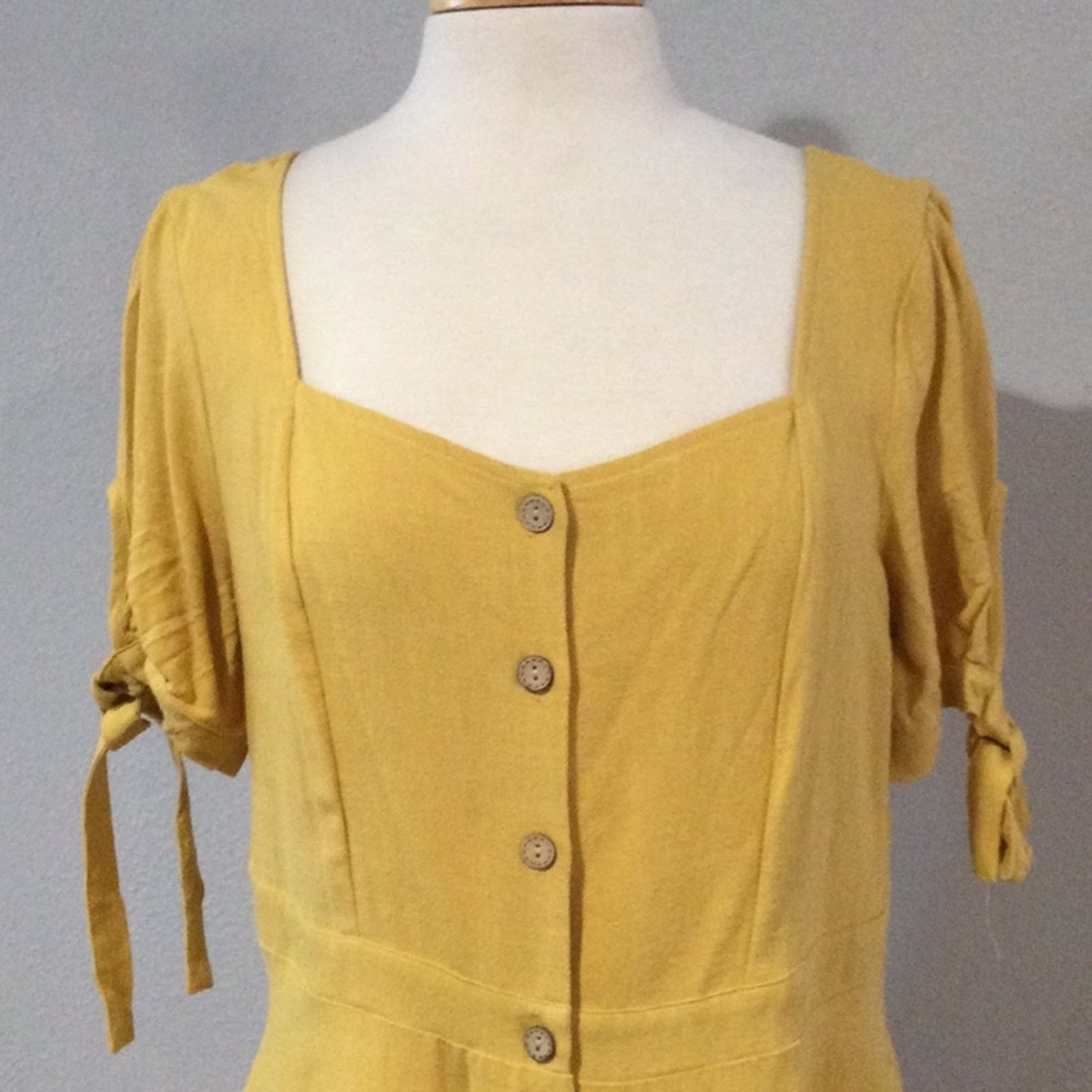 Other IFFEI Mustard Yellow Full Button Sleeve A-Line Dress XL NWT Size XL / US 12-14 / IT 48-50 - 2 Thumbnail