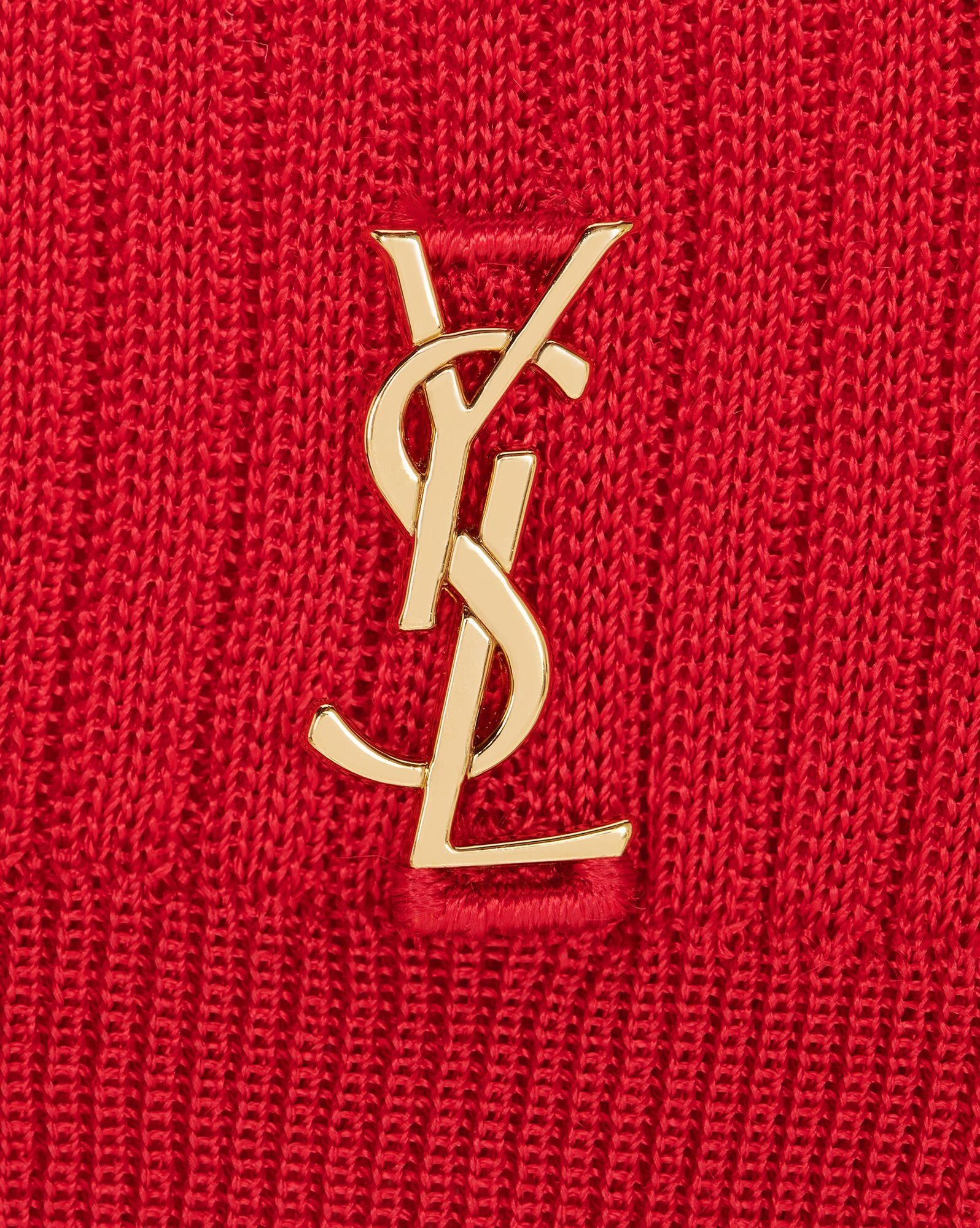 Saint Laurent Paris o1s1wg111224 Monogram Top in Ribbed Viscose Sweater in Red Size S / US 4 / IT 40 - 3 Thumbnail