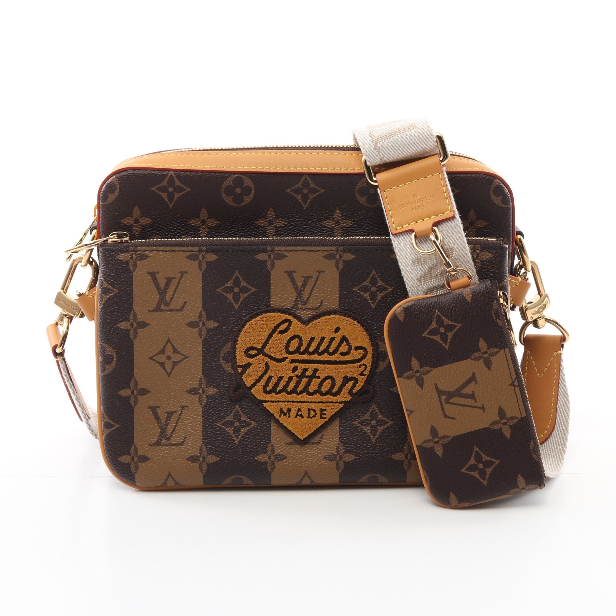 Louis Vuitton Louis Vuitton Nigo Trio Messenger Monogram Stripe Lv Squared Shoulder Bag Leather Brown