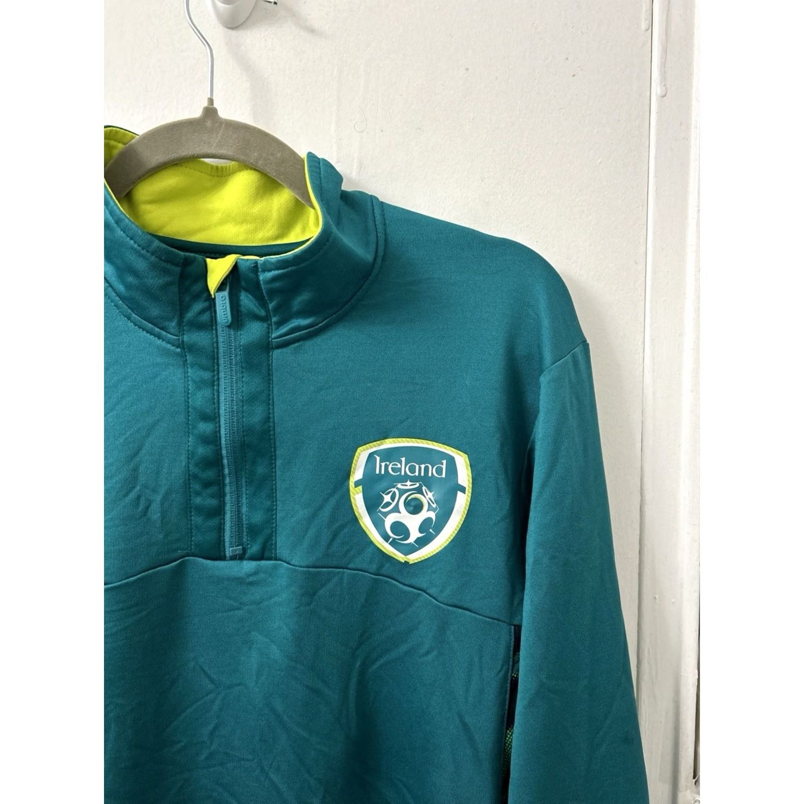 Umbro Umbro Ireland Pro Training Quarter-Zip Mens L Teal Neon FAI National Team Pullover Jacket Size US L / EU 52-54 / 3 - 4 Thumbnail