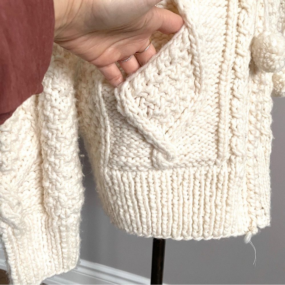Vintage Handmade Peruvian Cable Knit Hooded Wool Full-Zip Cardigan Size M / US 6-8 / IT 42-44 - 5 Thumbnail
