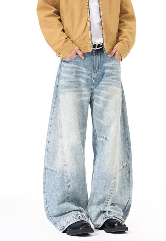 Japanese Brand American retro high street whiskered washed scimitar jeans Size US 32 / EU 48 - 2 Thumbnail