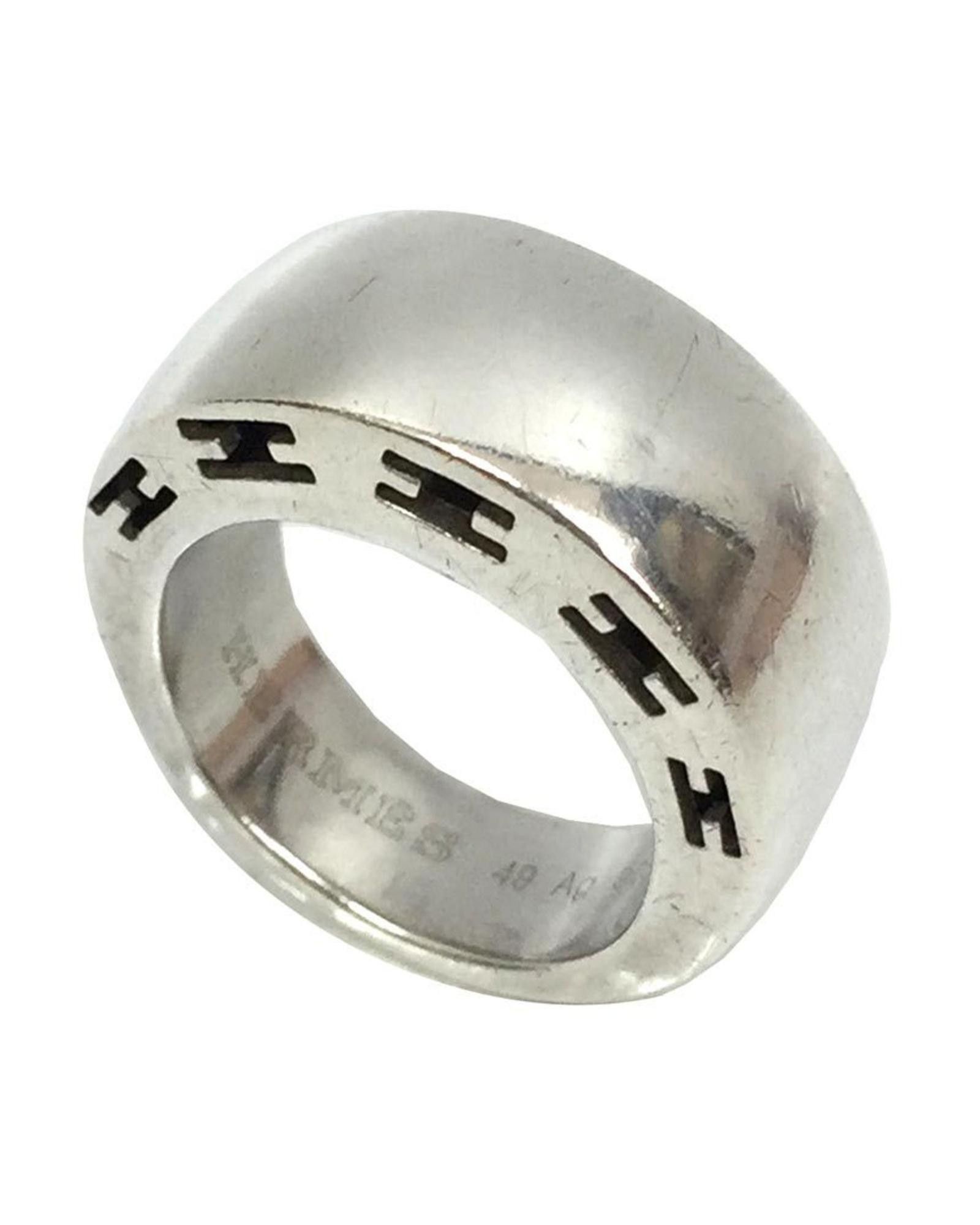 image of Hermes Sophisticated Silver Band Ring, Women's