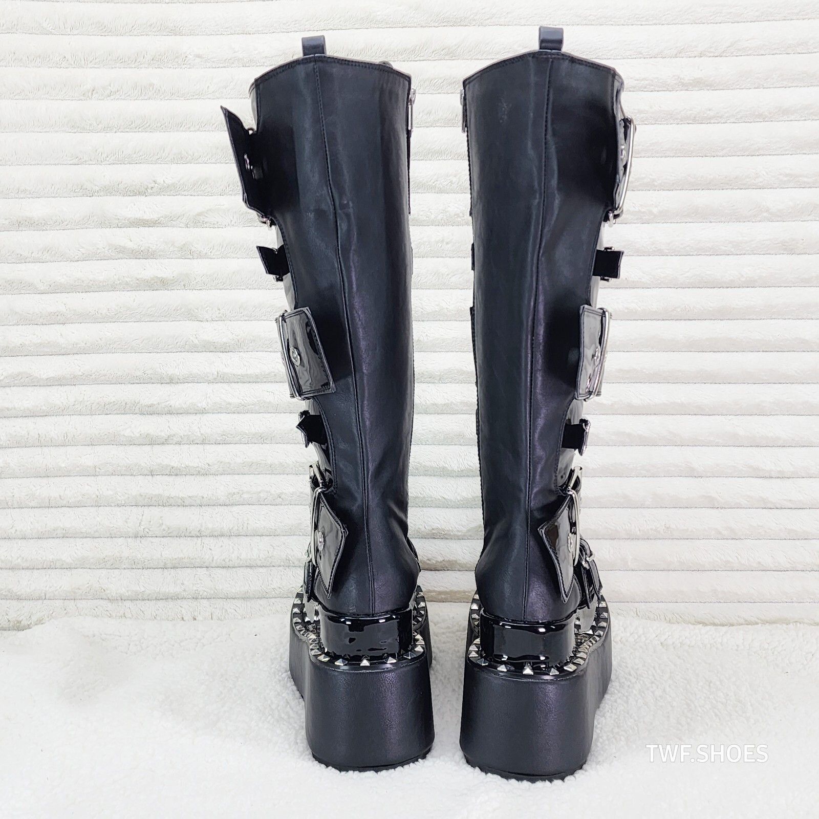 Other Bear 512 Metal Claw Spiked Platform Punk Goth Knee Boots Pat Size US 6 / IT 36 - 5 Thumbnail