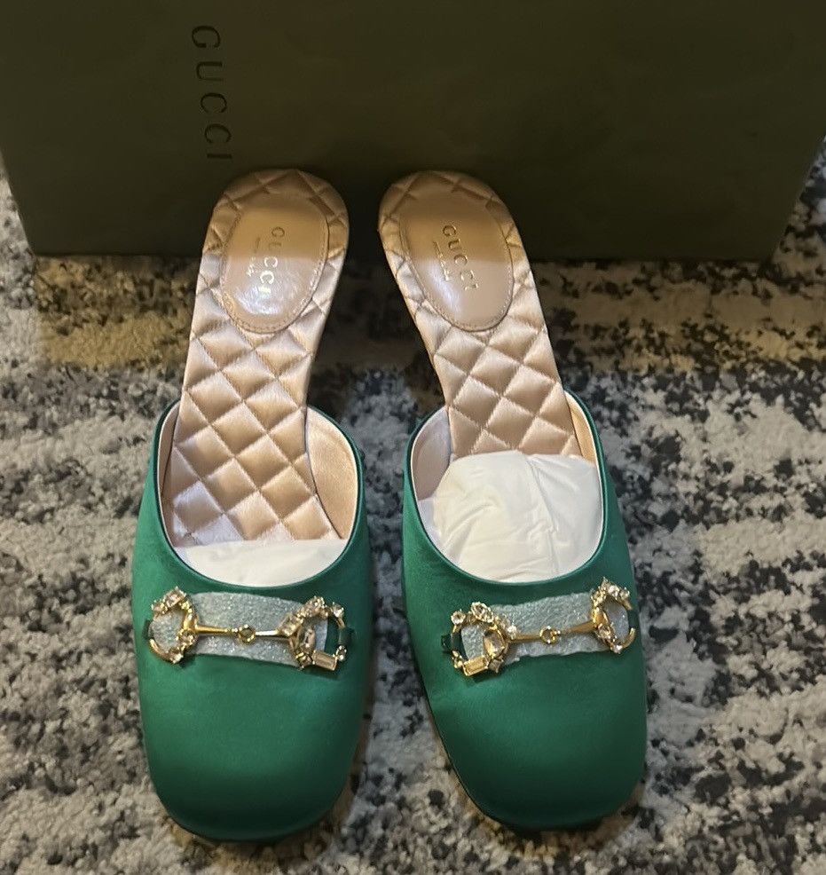 Gucci Gucci Wrap-Toe Horsebit Mules Shamarock/Emerald Size 38.5 Size US 8.5 / IT 38.5 - 4 Thumbnail
