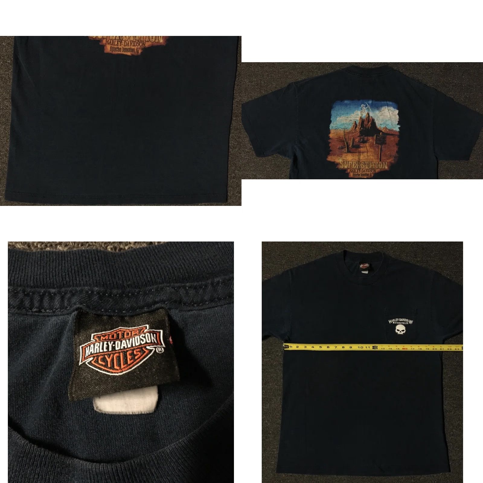 Harley Davidson VINTAGE Harley-Davidson Shirt Mens L Arizona Faded Ghost Skull Blue Cotton Graphic Tee 90s Biker Punk Grunge Casual Size US L / EU 52-54 / 3 - 8 Thumbnail