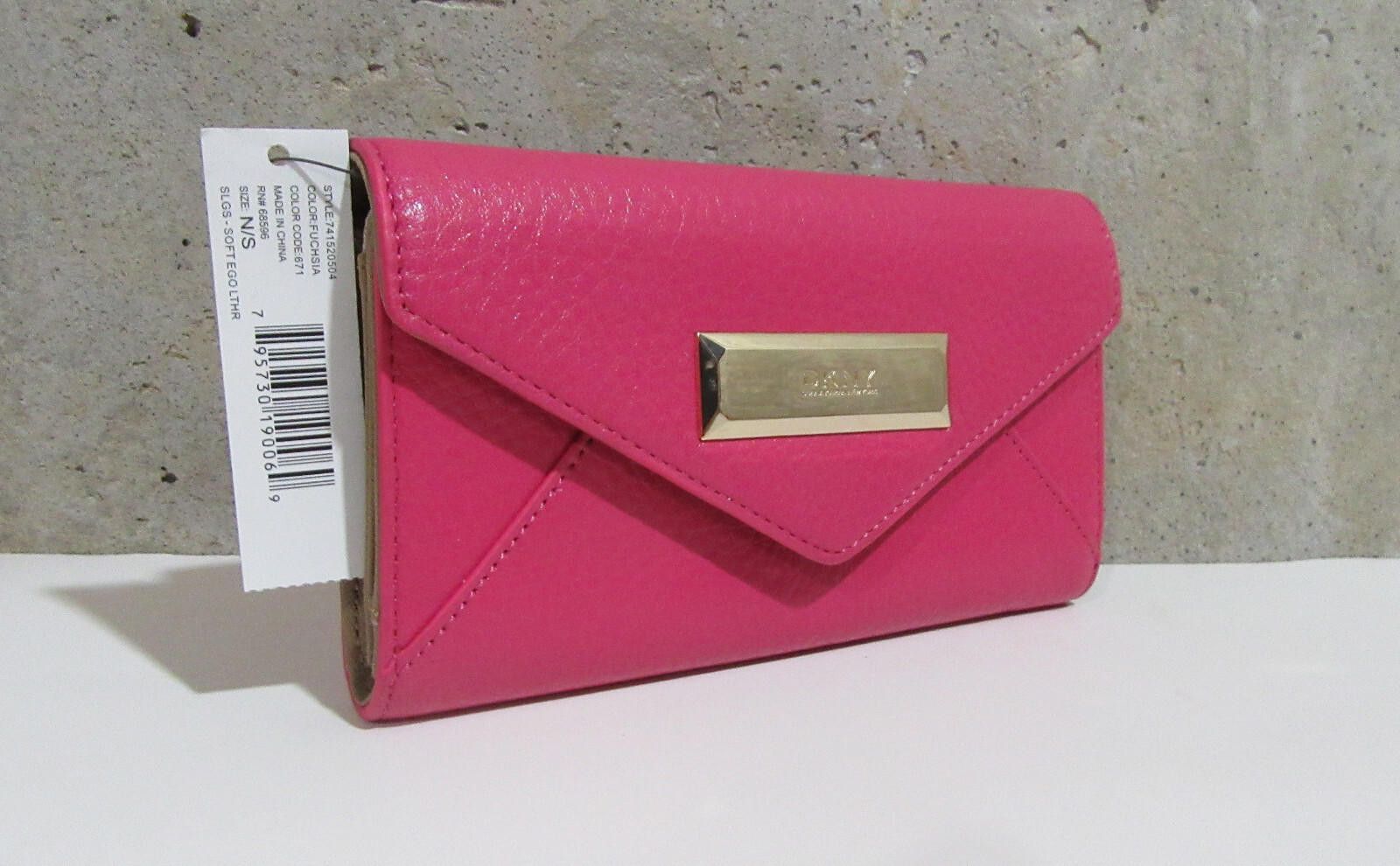 DKNY DKNY Soft Ego Leather Trifold Wallet Fuchsia Pink Envelope Size ONE SIZE - 6 Thumbnail