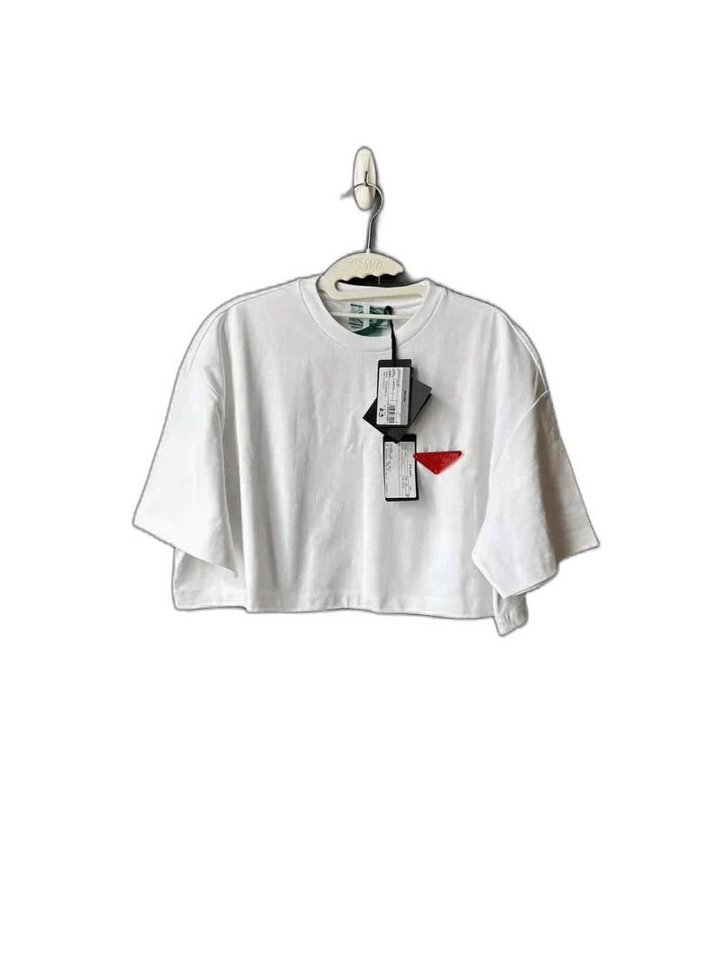Prada Prada White Cropped Short Sleeve Tshirt-2506 Size S / US 4 / IT 40 - 1 Thumbnail