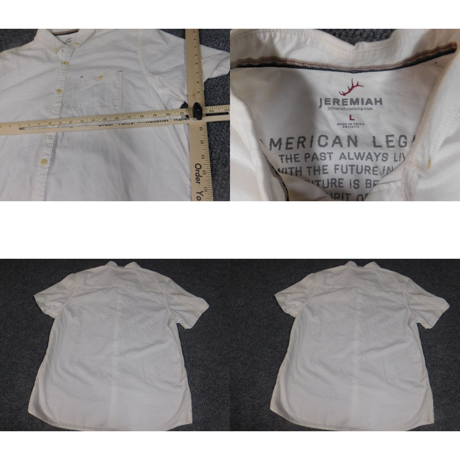 Vintage Jeremiah Shirt Button-Up White L Mens Collared Short Sleeve Casual Knit Cotton Slimming pockets Size US L / EU 52-54 / 3 - 8 Thumbnail