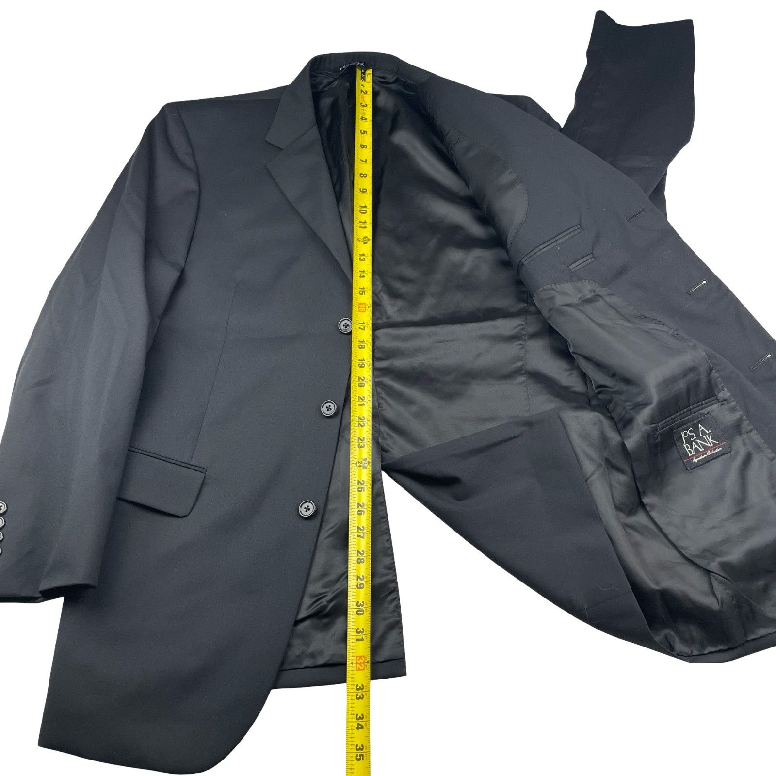 Jos. A. Bank Jos. A. Bank Men’s 100% Wool 3-Button Blazer Jacket Black • Size 42L - 9 Thumbnail