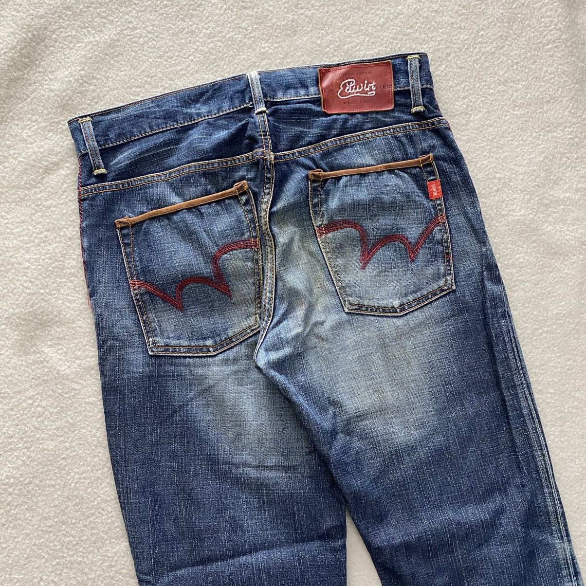Japanese Brand Vintage Edwin Blue Trip Distressed Leather Pocket Jeans w34 Size US 34 / EU 50 - 6 Thumbnail