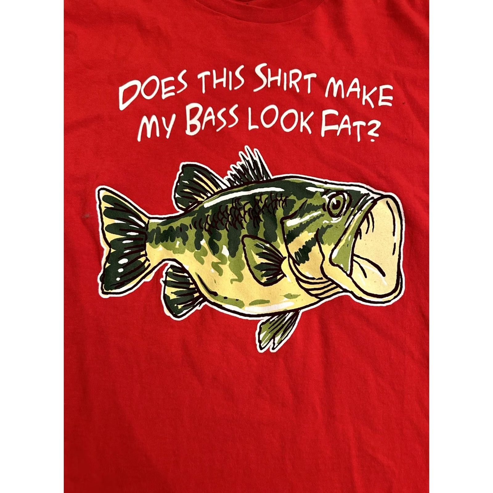 Vintage Does This Shirt Make My Bass Look Fat? Bass Fishing Red T-Shirt XL Mens Funny Clothing Shirt Men XL Red Bass Fishing Red T-Shirt XL Mens Funny Size US XL / EU 56 / 4 - 2 Thumbnail