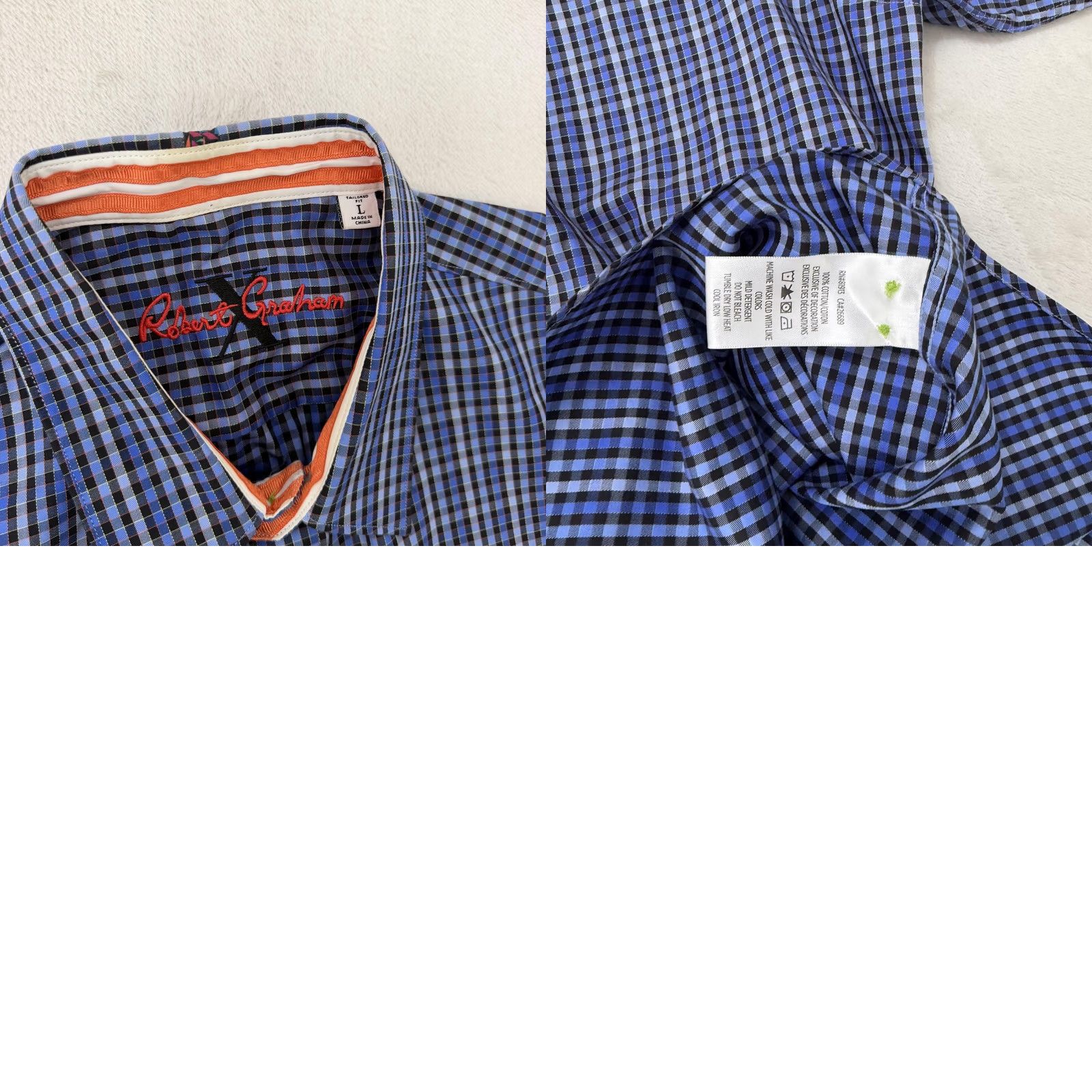 Robert Graham Robert Graham Shirt Mens Large Blue Check Tailored Fit Button Up Long Sleeve Size US L / EU 52-54 / 3 - 10 Thumbnail