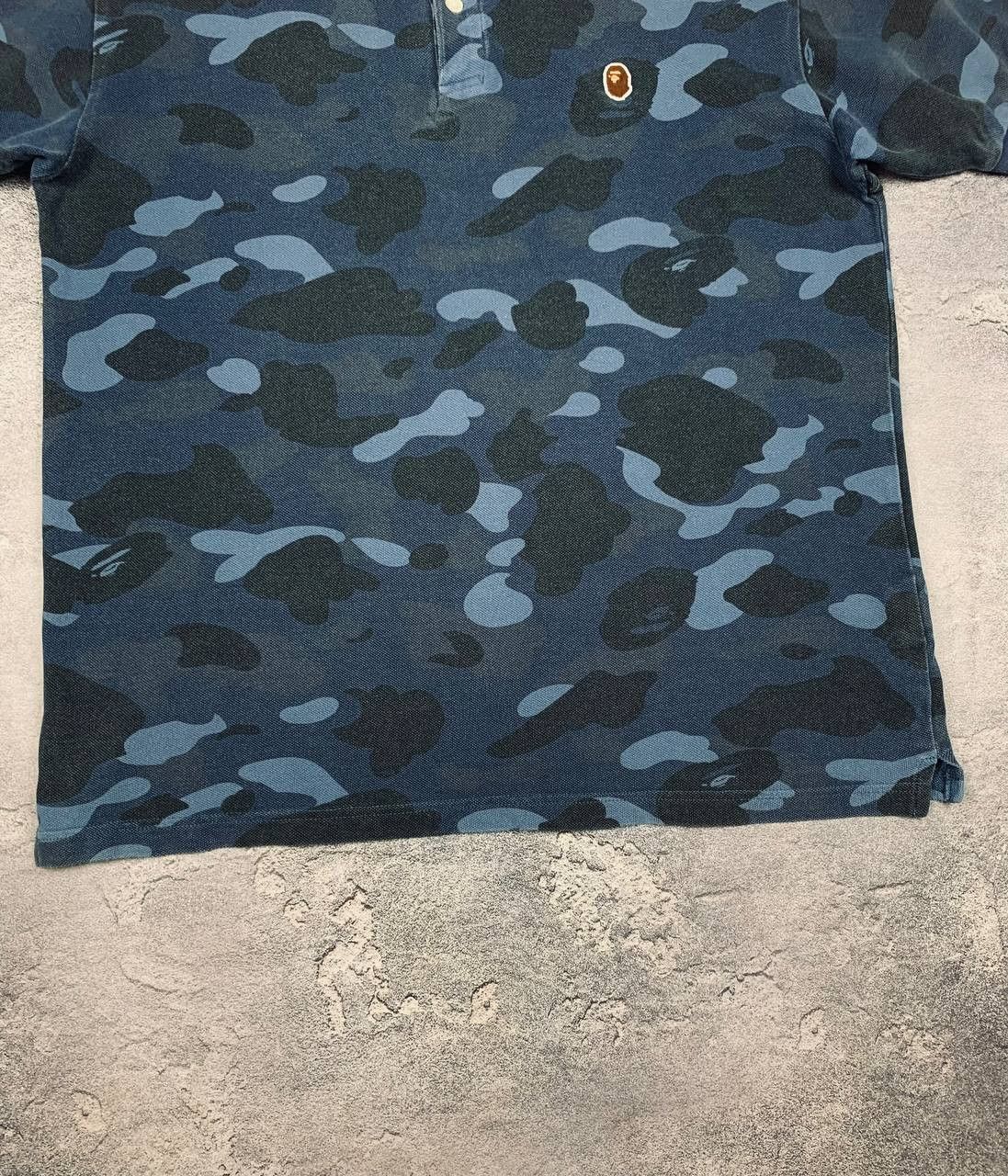 Bape Bape A Bathing Ape Blue Camo Polo Shirt Authentic Ape Head Size US L / EU 52-54 / 3 - 7 Thumbnail