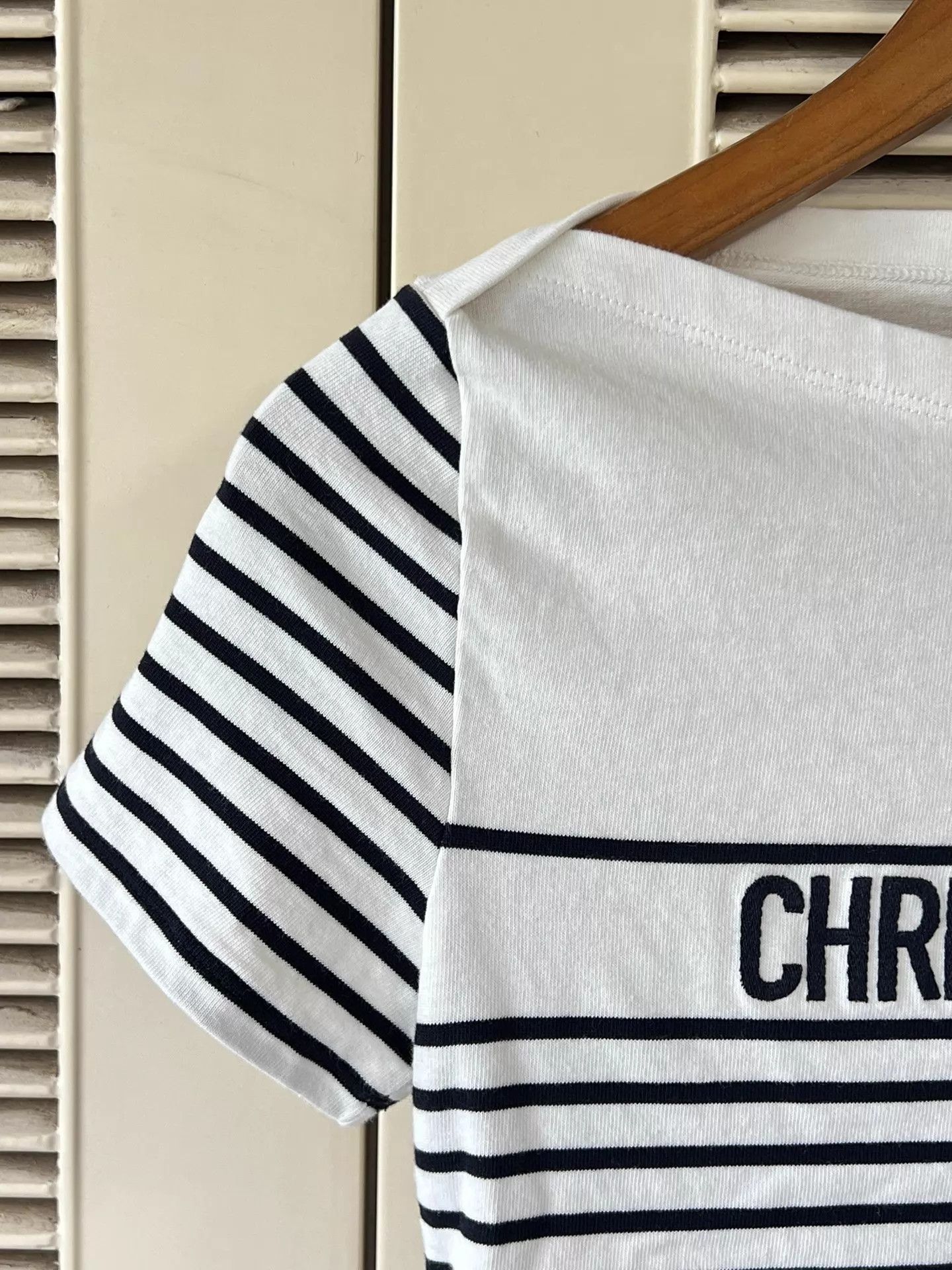 Dior Dior B&W Stripe Lucky Star Logo Embroidered Tee XS Size XS / US 0-2 / IT 36-38 - 4 Thumbnail