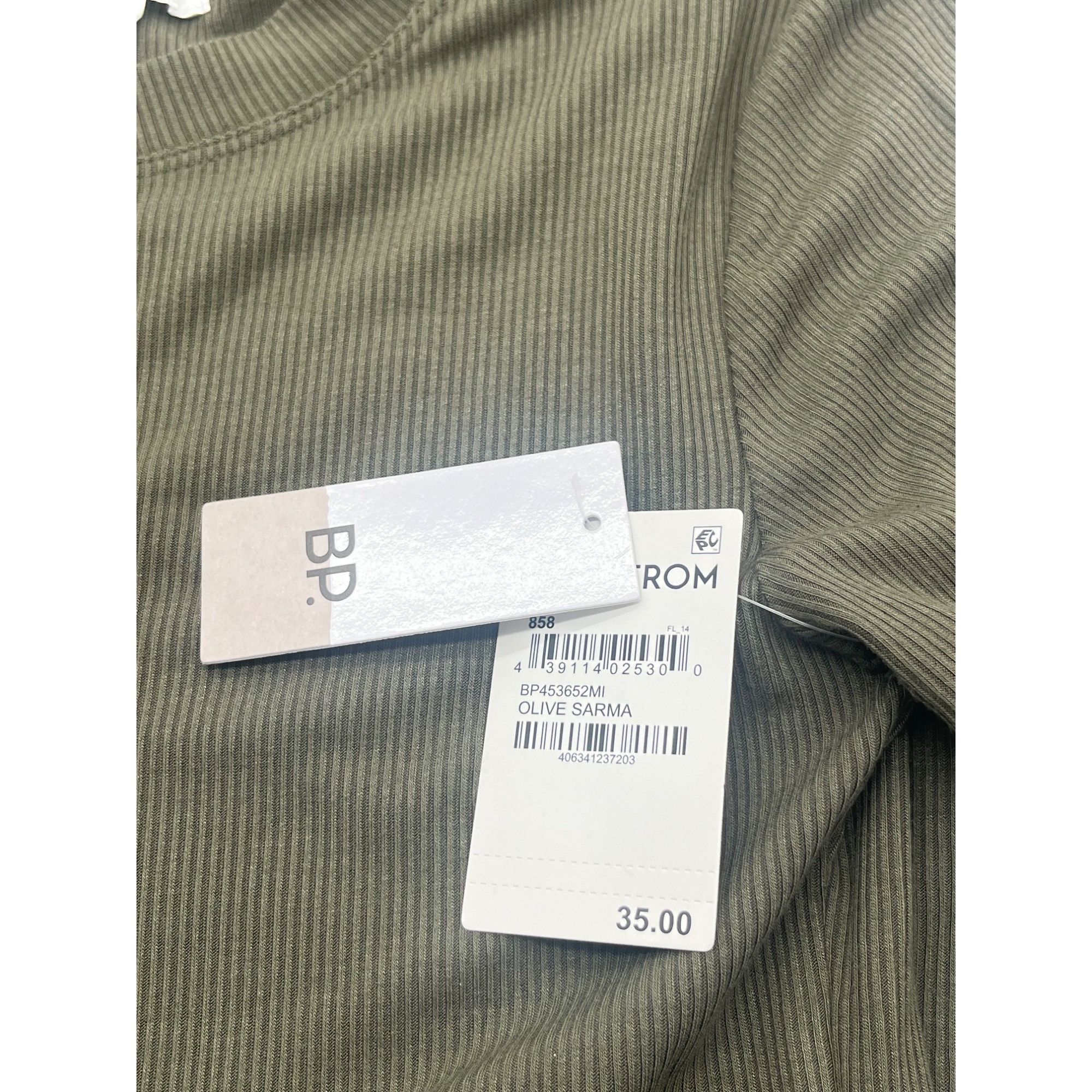 BP. BP. Front Slit Rib T-Shirt Dress in Olive Sarma, Sz. XS Size XS / US 0-2 / IT 36-38 - 8 Thumbnail