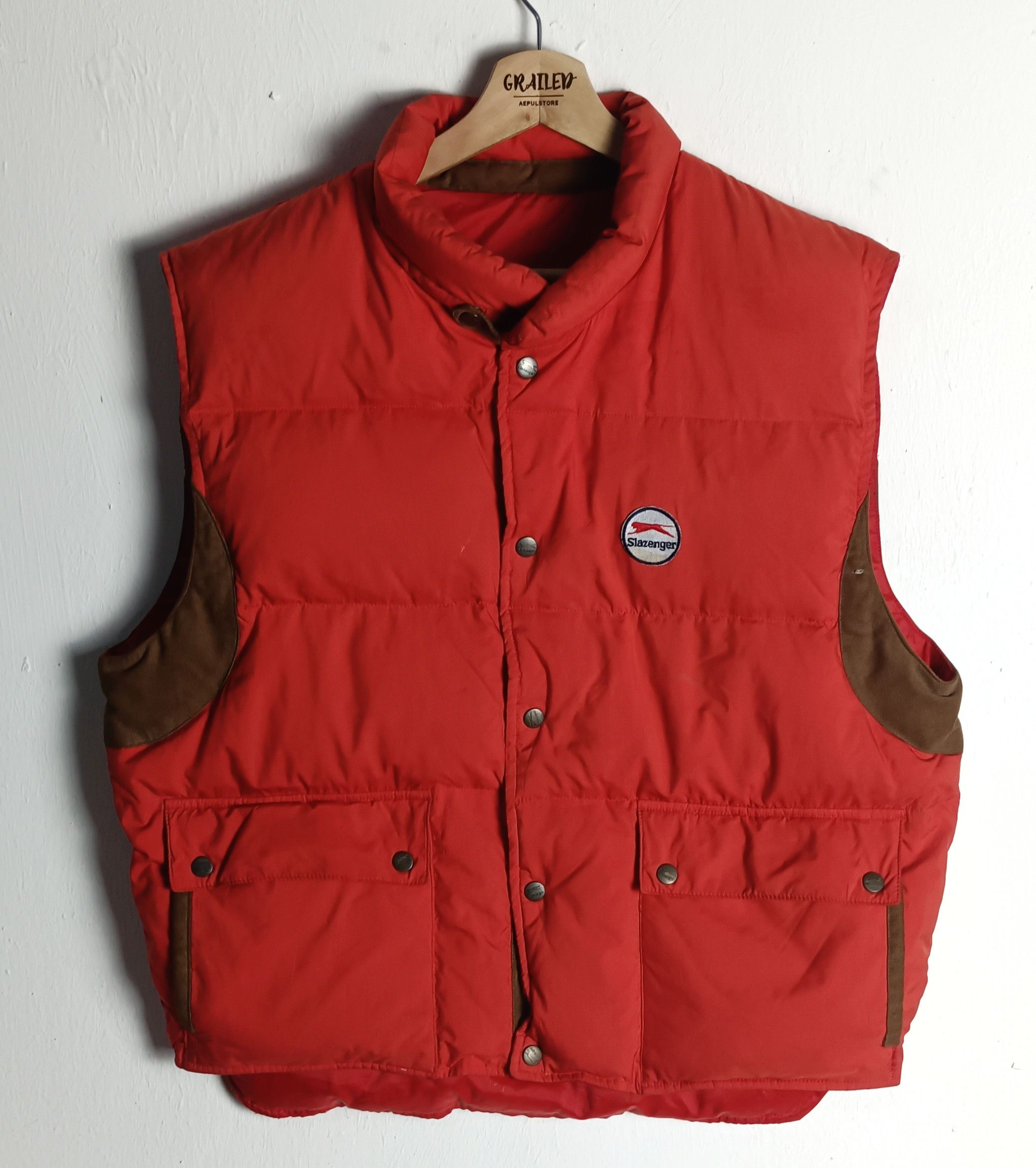 Japanese Brand Slazenger Puffer Vest Winter Seasons Size US XL / EU 56 / 4 - 1 Thumbnail